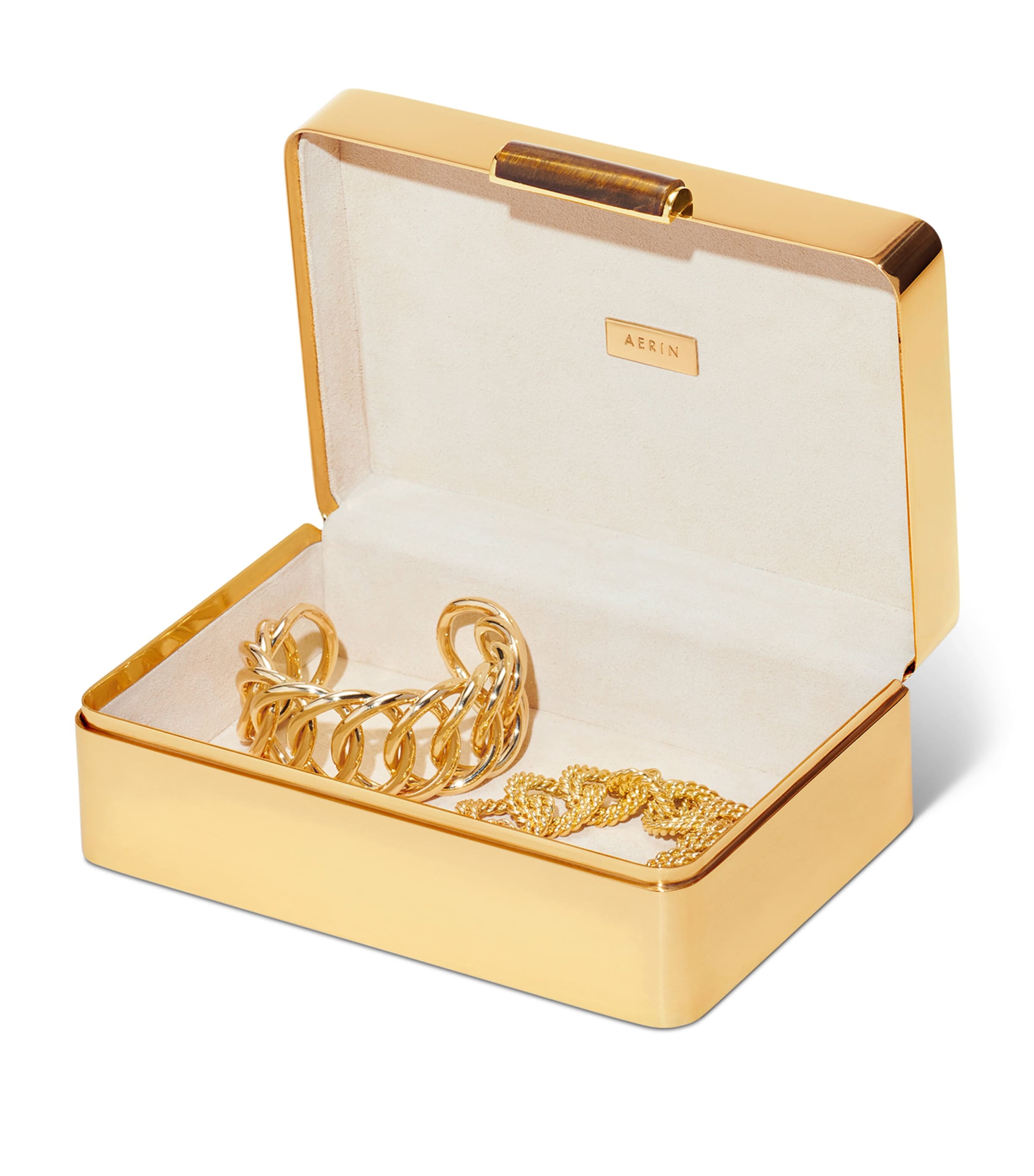 Aerin Tiger's Eye Decorative Box Gold Image 3
