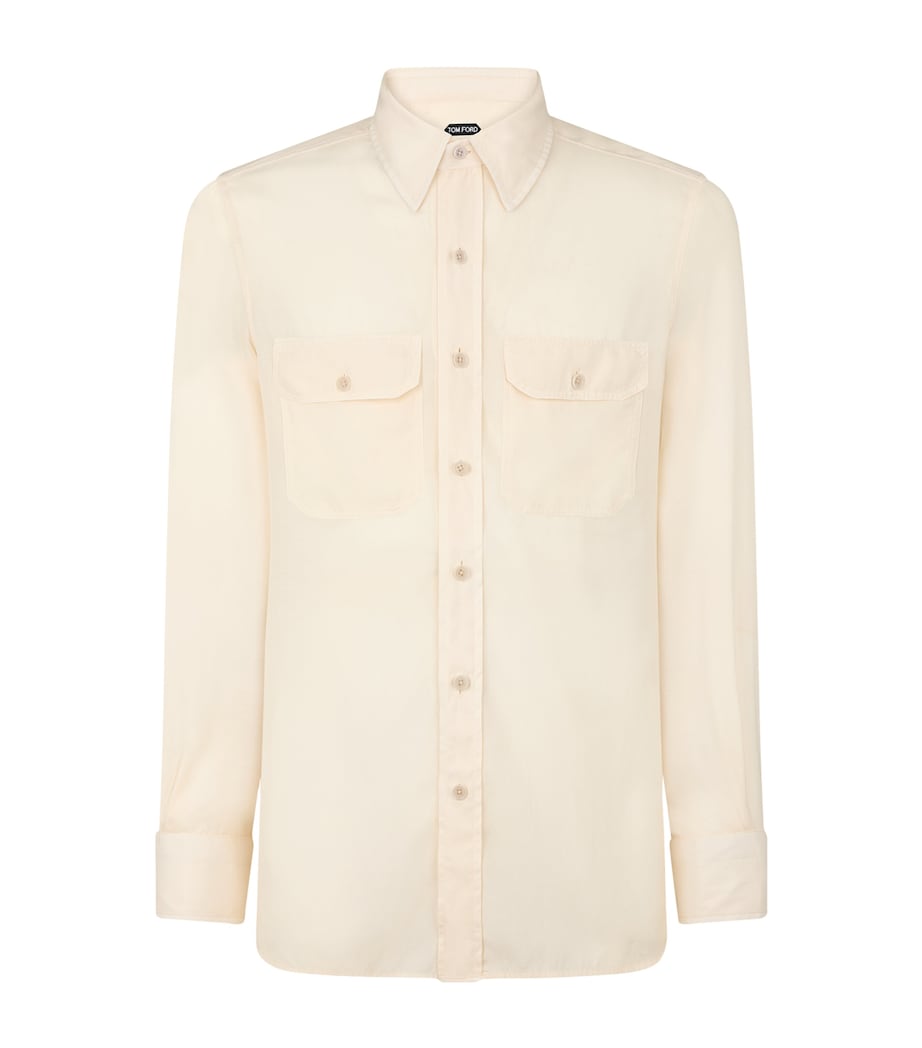 Cotton-Blend Twill Military Shirt IG082 Image 1