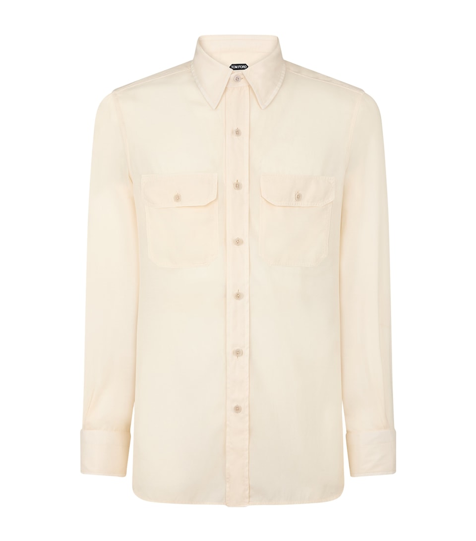 Cotton-Blend Twill Military Shirt
