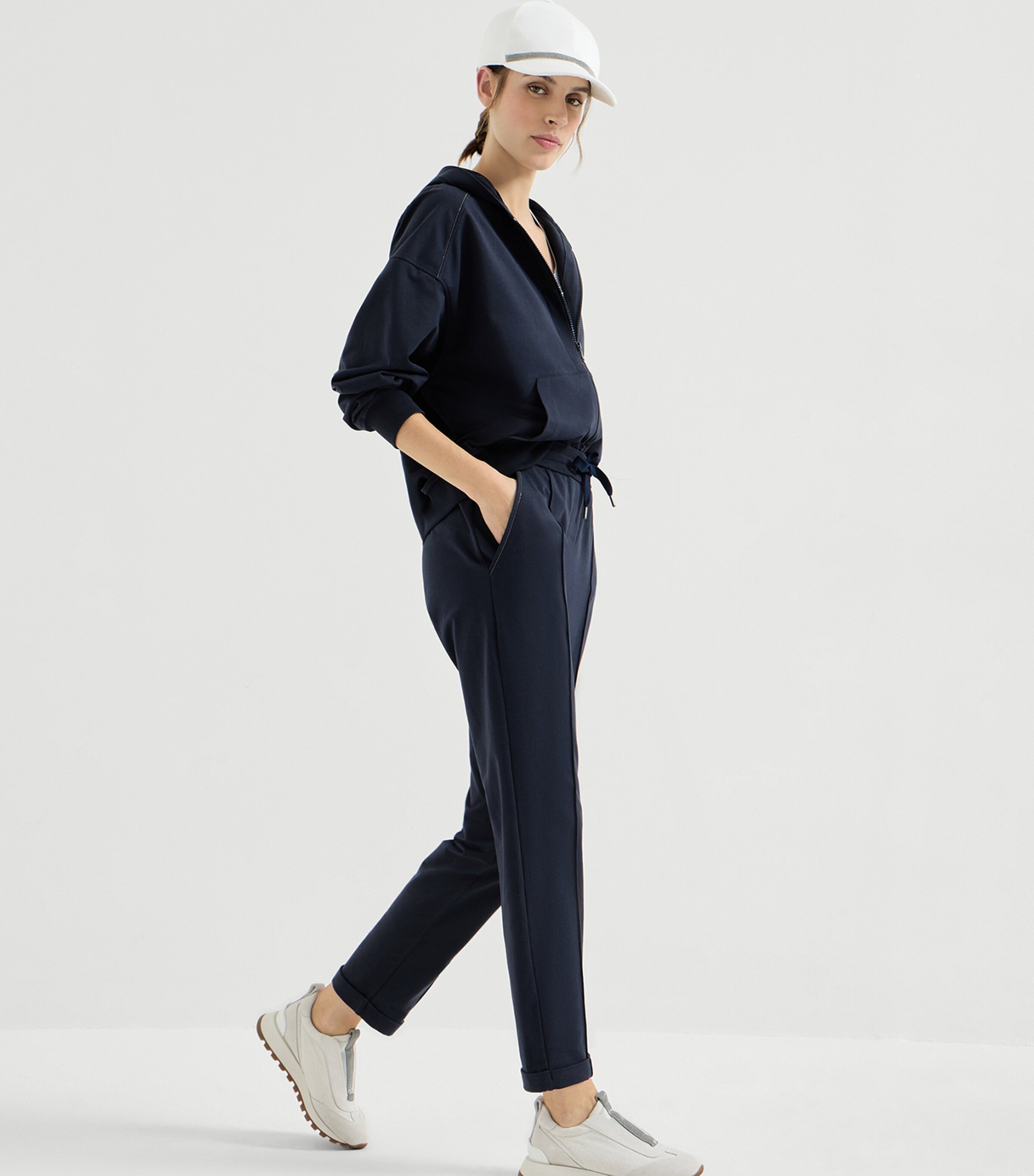 Brunello Cucinelli Womens Cotton-Blend Drawstring Sweatpants Image 4