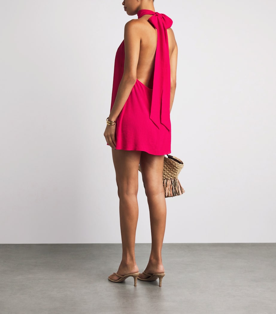 AWAY THAT DAY Womens Ibiza Mini Dress Rspbrry Crnkl Linen Image 4