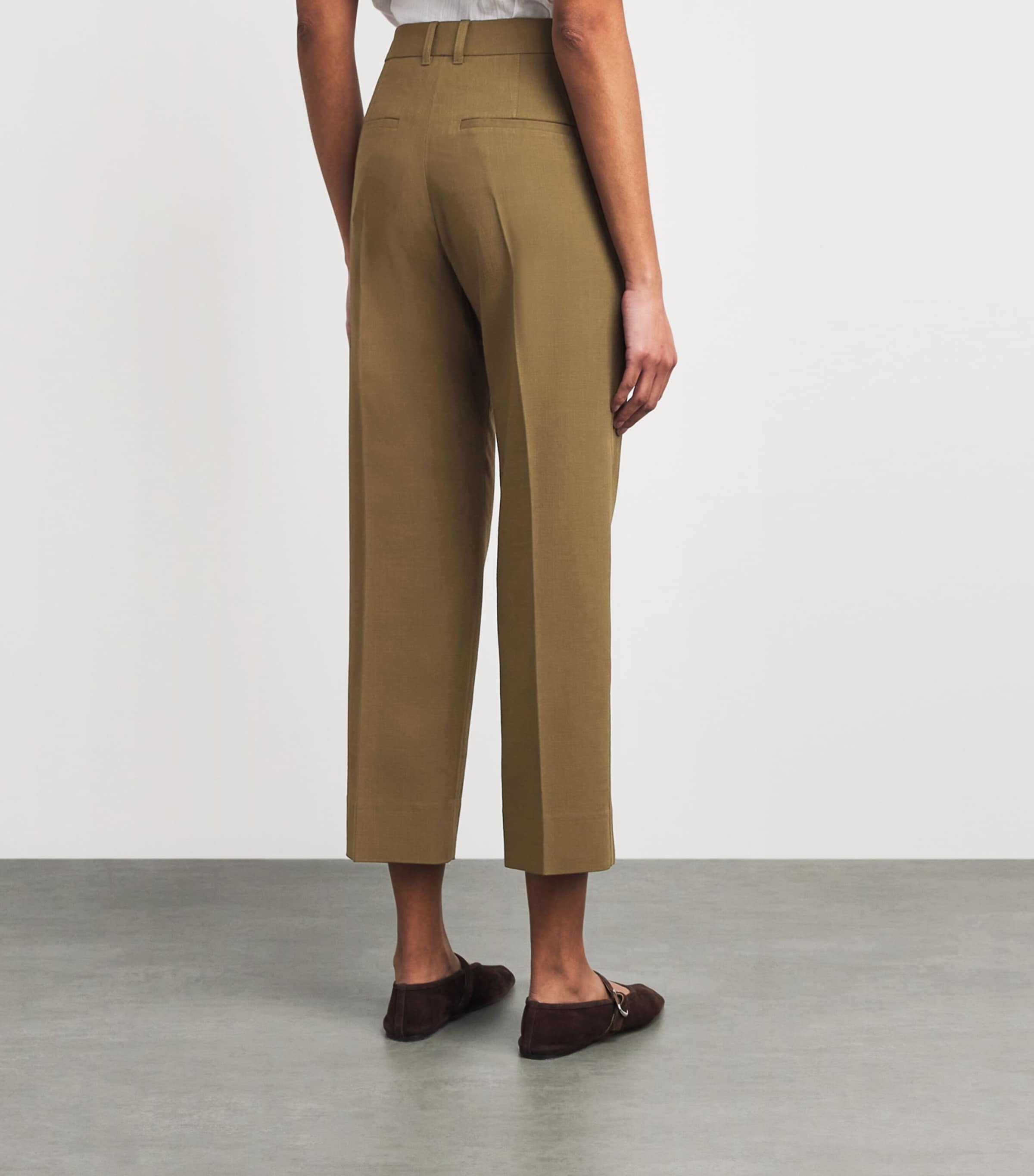ME+EM Womens Slim Cropped Tailored Trousers Olive Green Image 5