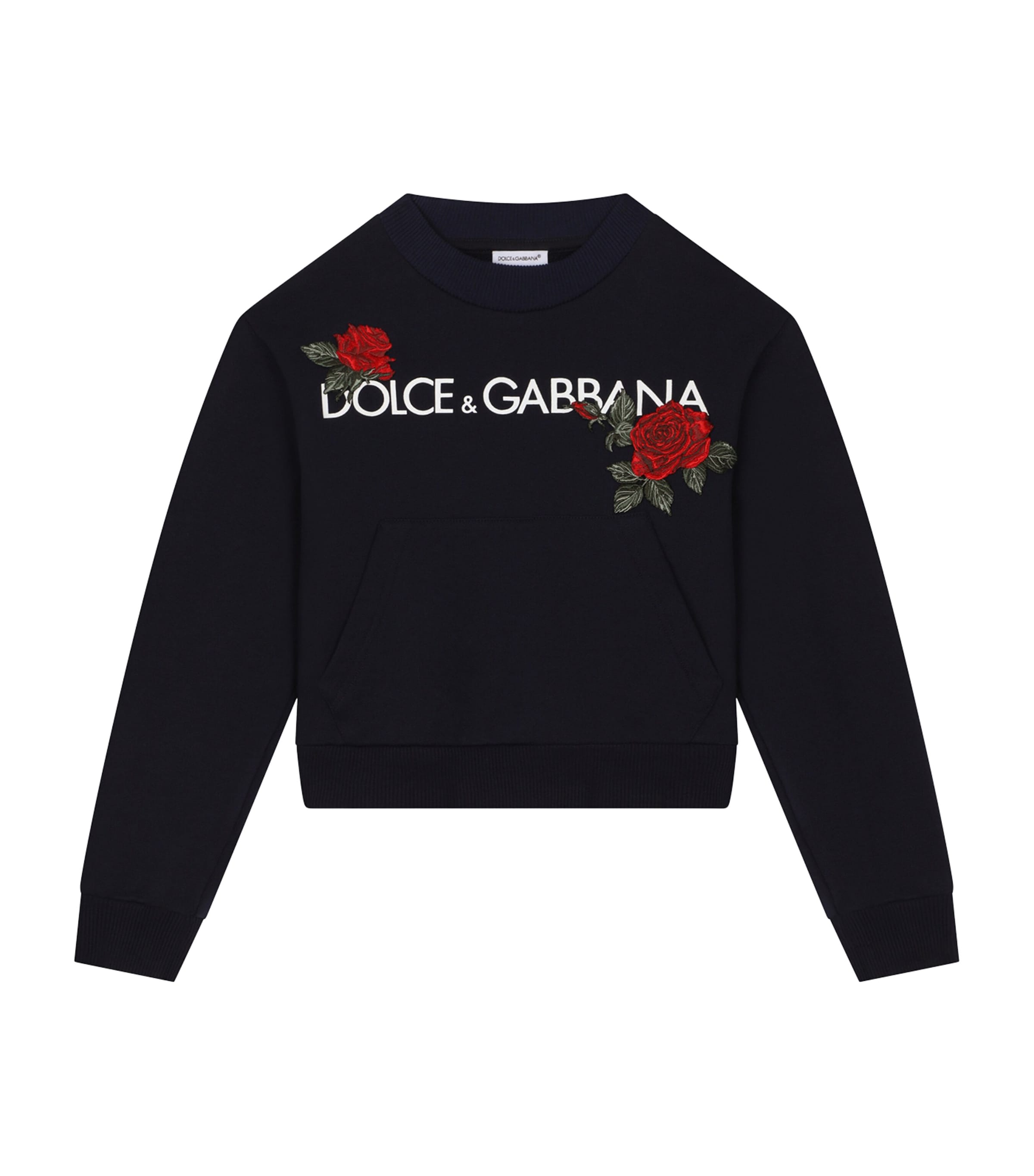 Dolce & Gabbana Kids' Logo Print Cotton Sweatshirt In Navy