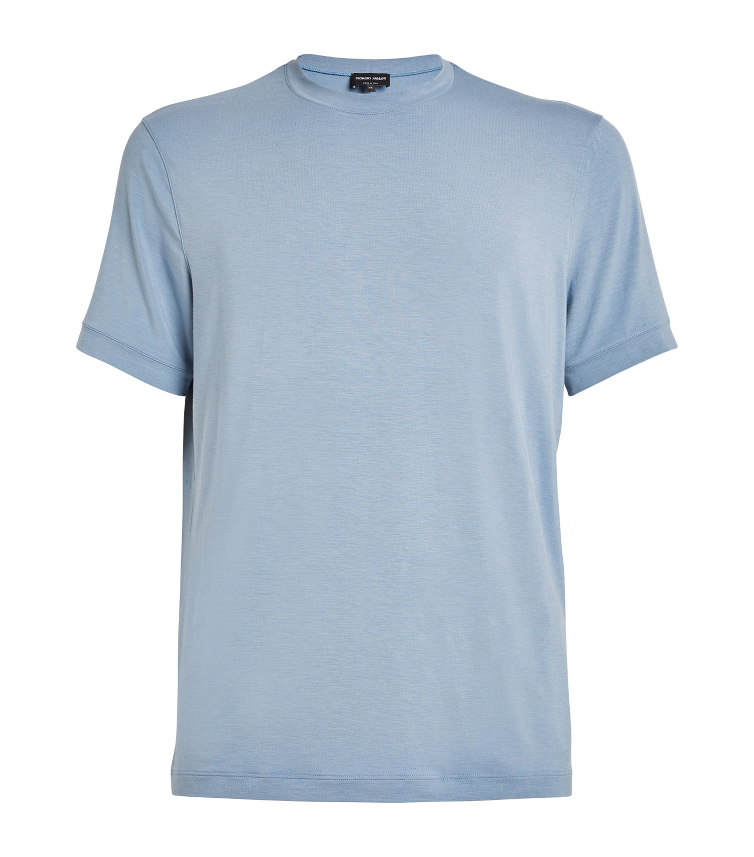 Giorgio Armani Crew-neck Long-sleeved T-shirt In Stretch Viscose Jersey In Blue
