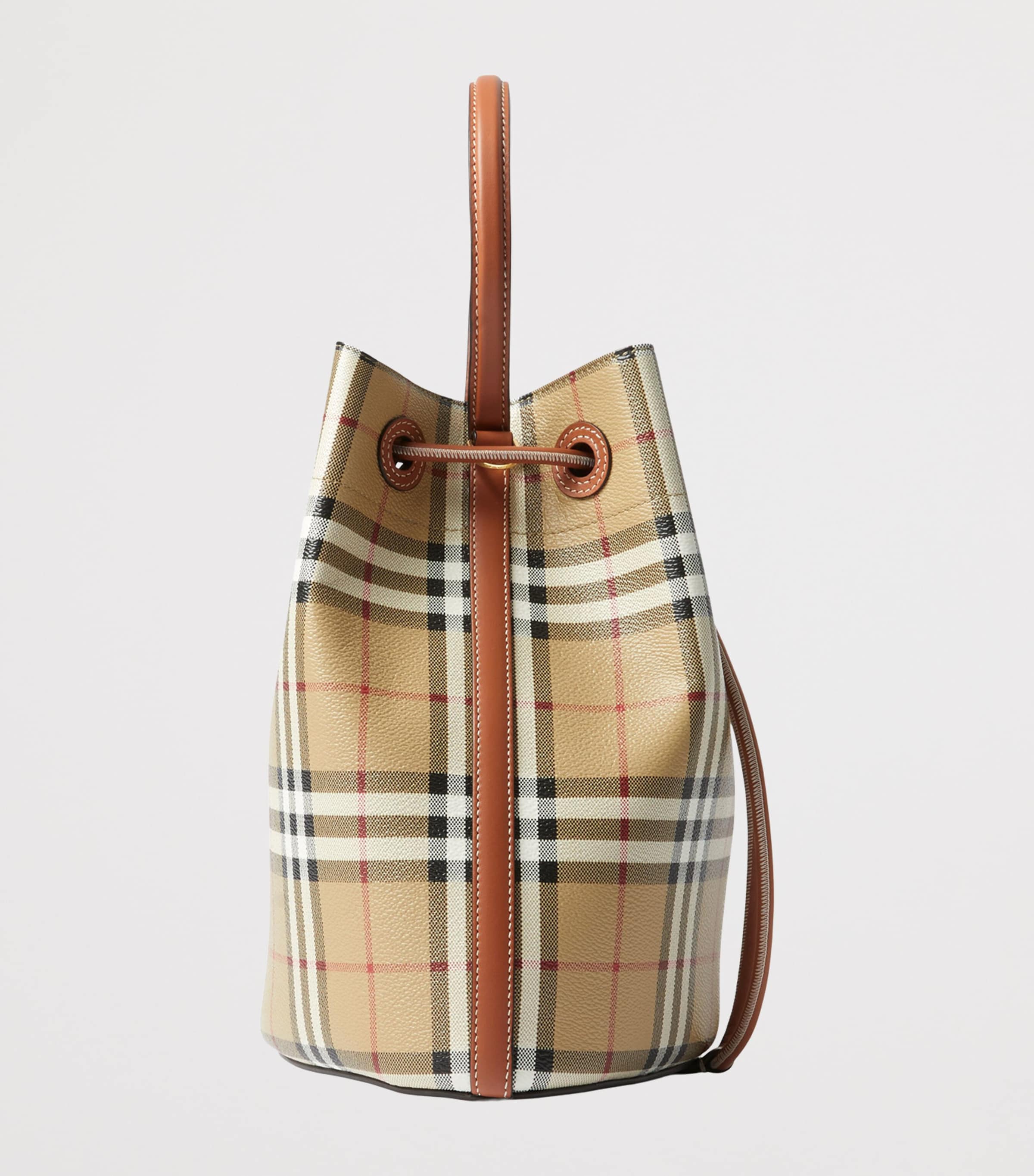 Small Check Monogram Bucket Bag VNTG CHK/BRIAR BROWN Image 3