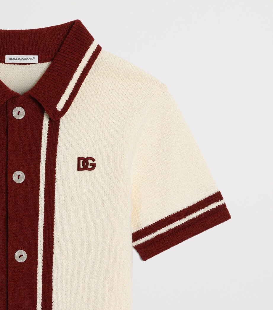 Dolce&Gabbana Kids Intarsia Polo Shirt (8-14 Years) Beige Image 3