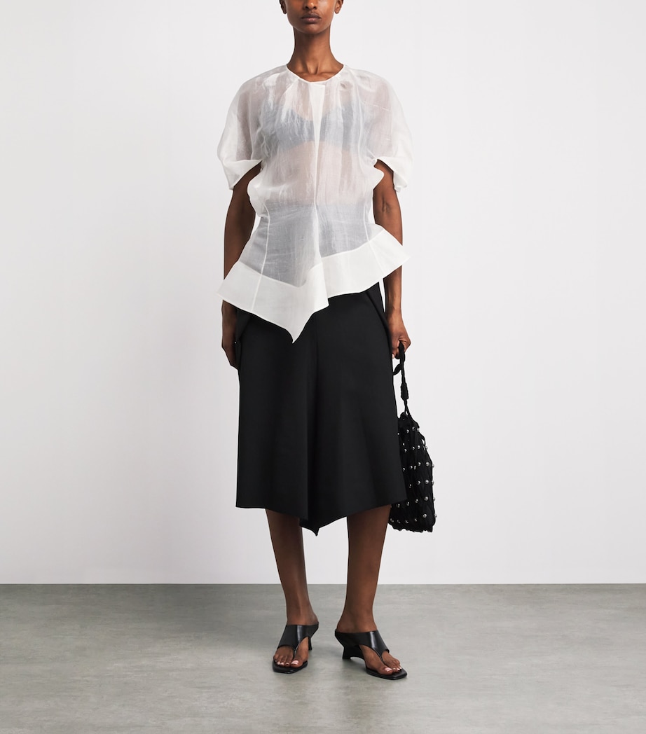 Khaite Womens Silk Asymmetric Rumi Blouse Chalk Image 2