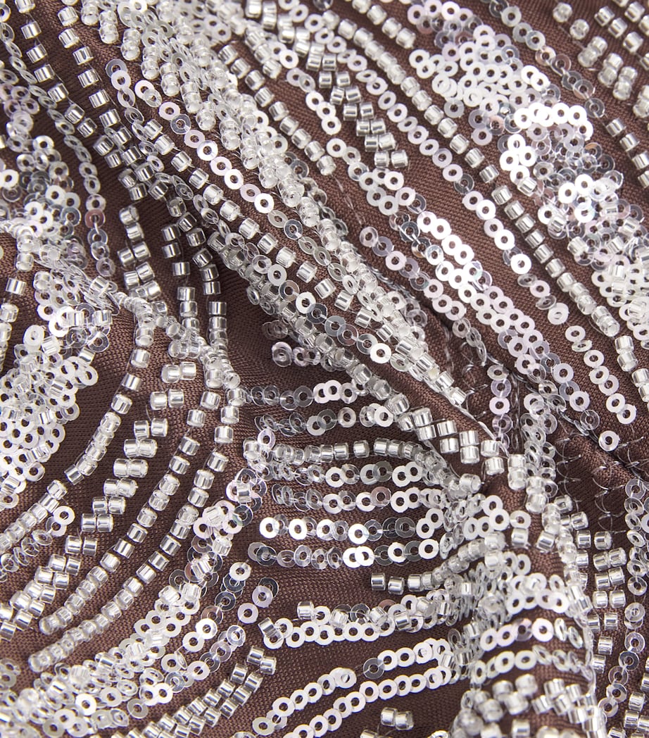 Rabanne Womens Sequin-Embellished Maxi Skirt Silver/brown Image 6