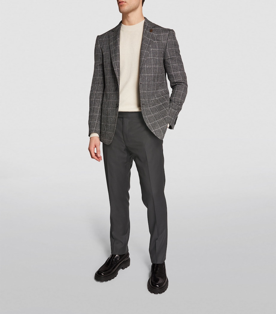 Virgin Wool Slim Tailored Trousers GREY-013 Image 2