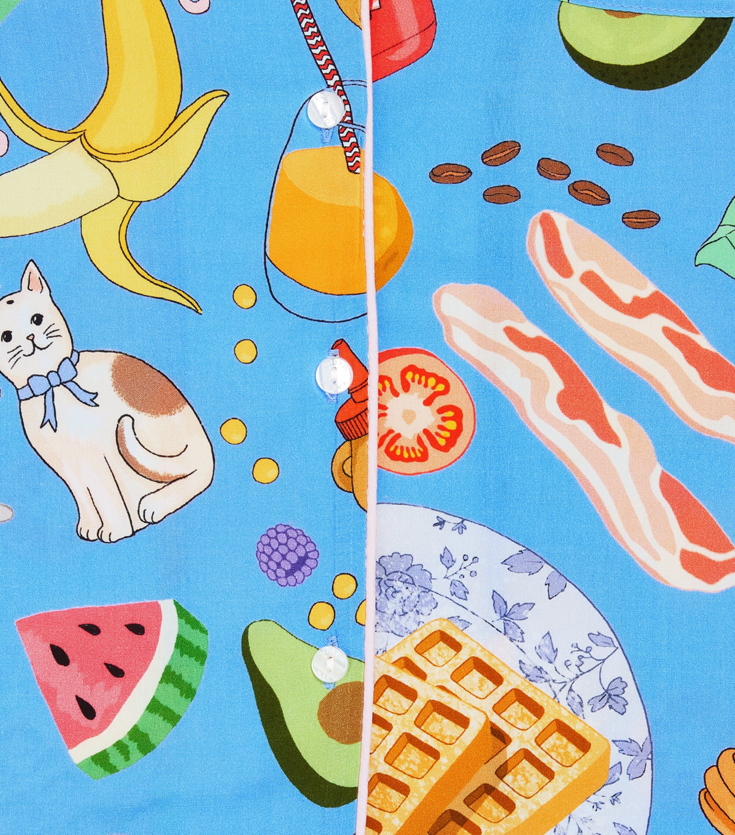 KAREN MABON KIDS Breakfast Print Pyjama Set (2-13 Years) Blue Image 4