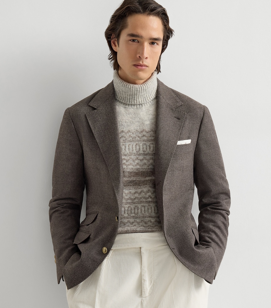 Brunello Cucinelli Mens Virgin Wool Deconstructed Cavallo Blazer Image 2