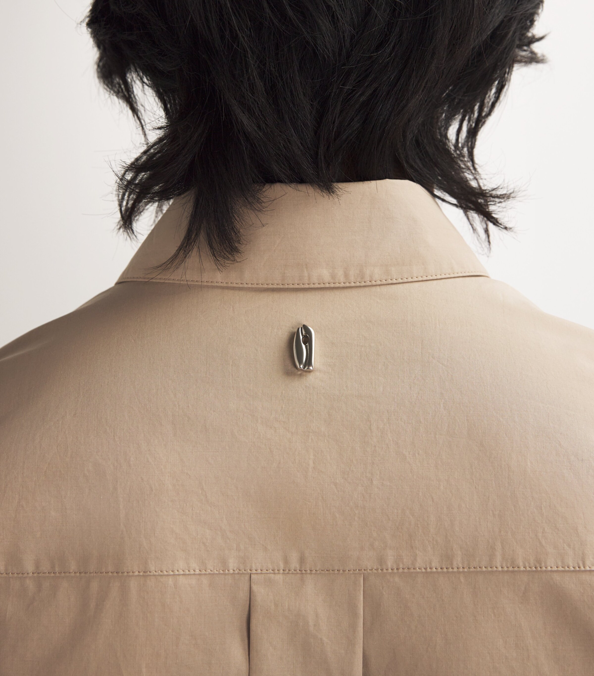 Le 17 Septembre Mens Cotton Press-Stud Shirt Beige Image 6