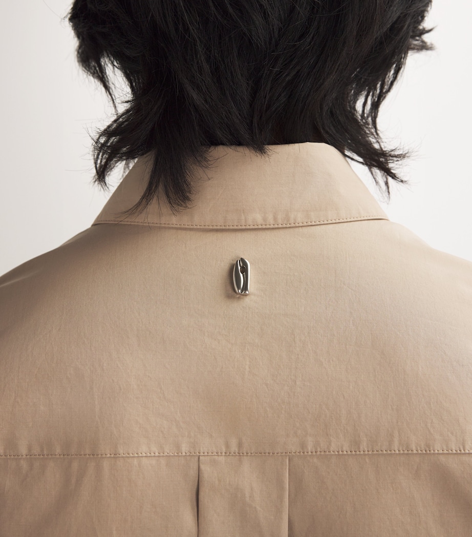 Le 17 Septembre Mens Cotton Press-Stud Shirt Beige Image 6