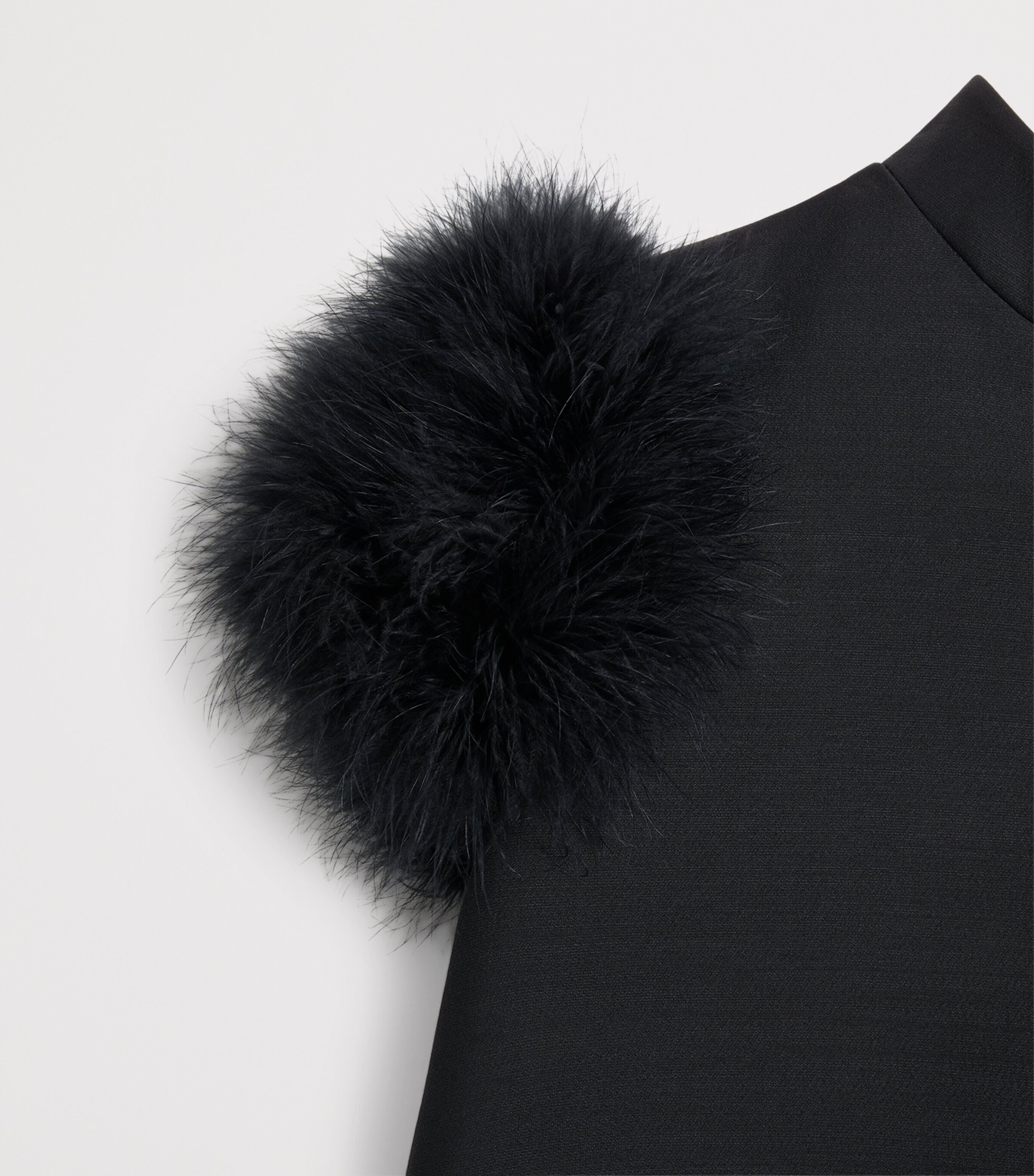 Crepe Feather-Trim Mini Dress 0NO Image 7