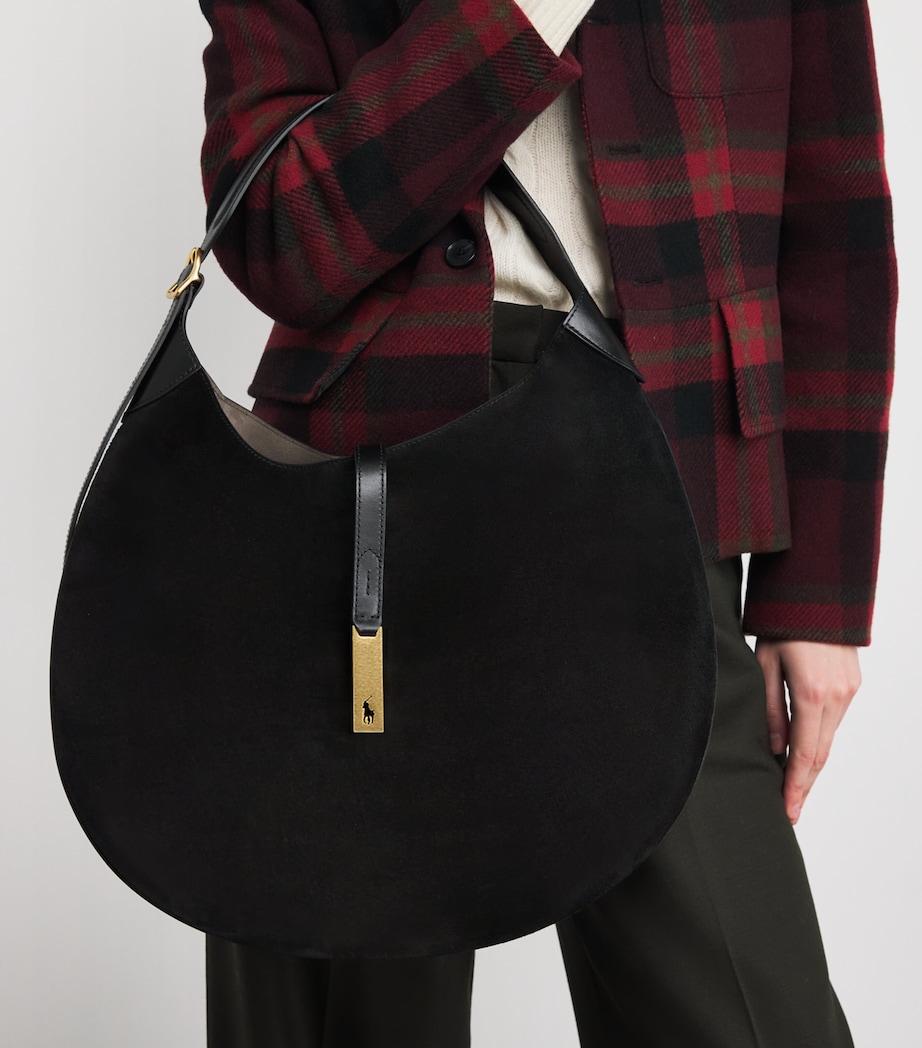 Medium Suede ID Shoulder Bag BLACK/G L Image 5