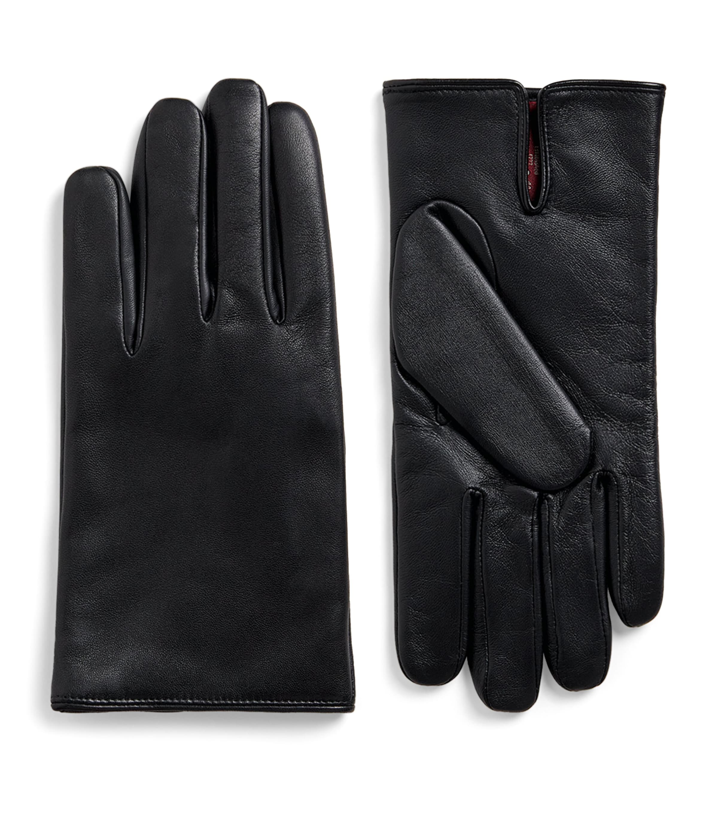 Leather Cashmere-Lined Abercairney Gloves BLACK Image 1