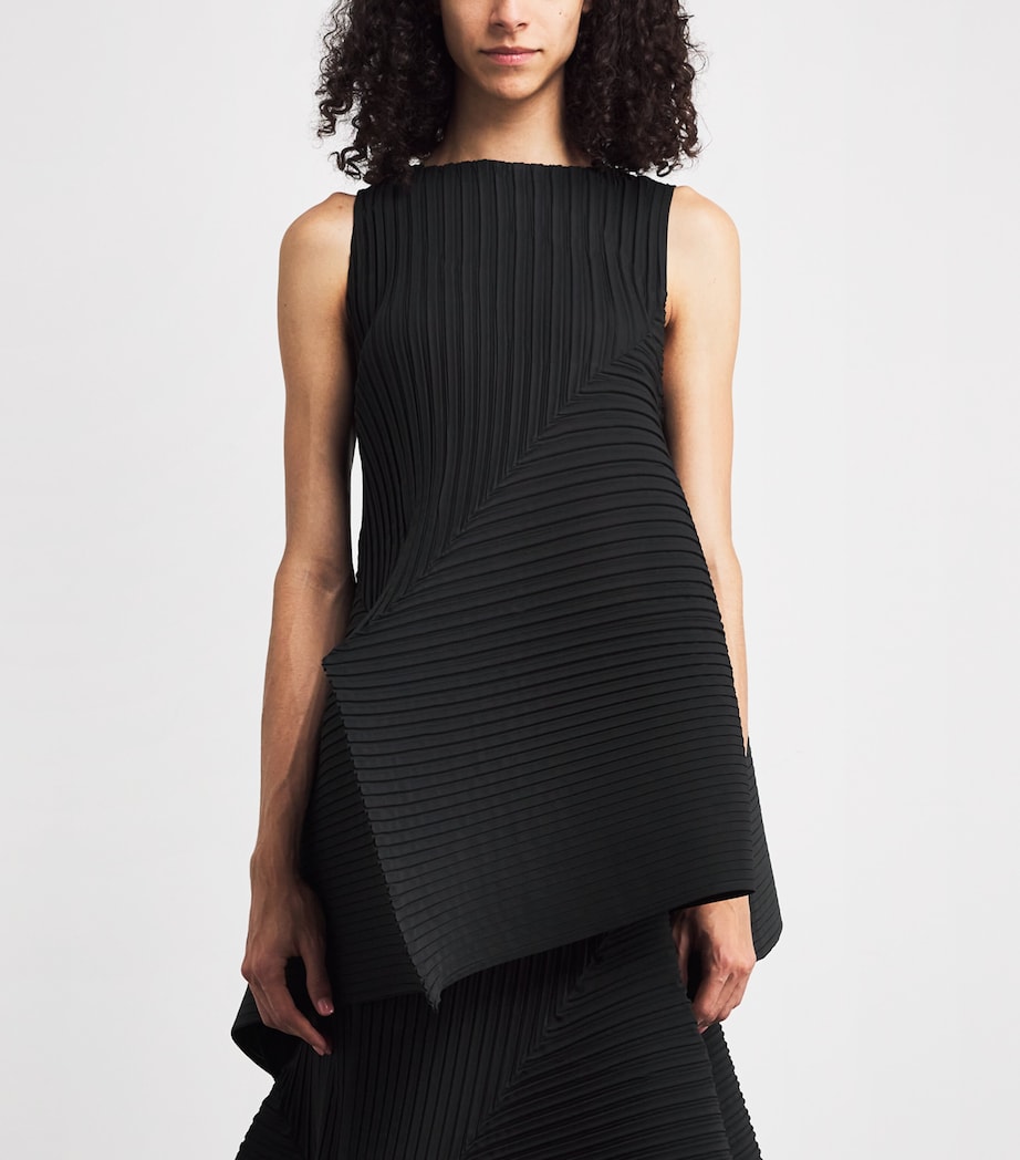 Fold Pleats Mini Dress BLACK Image 3