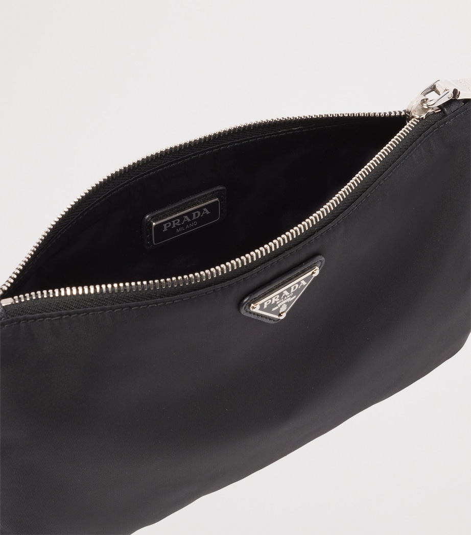 Re-Nylon and Saffiano Leather Wristlet Pouch F0002 Image 3