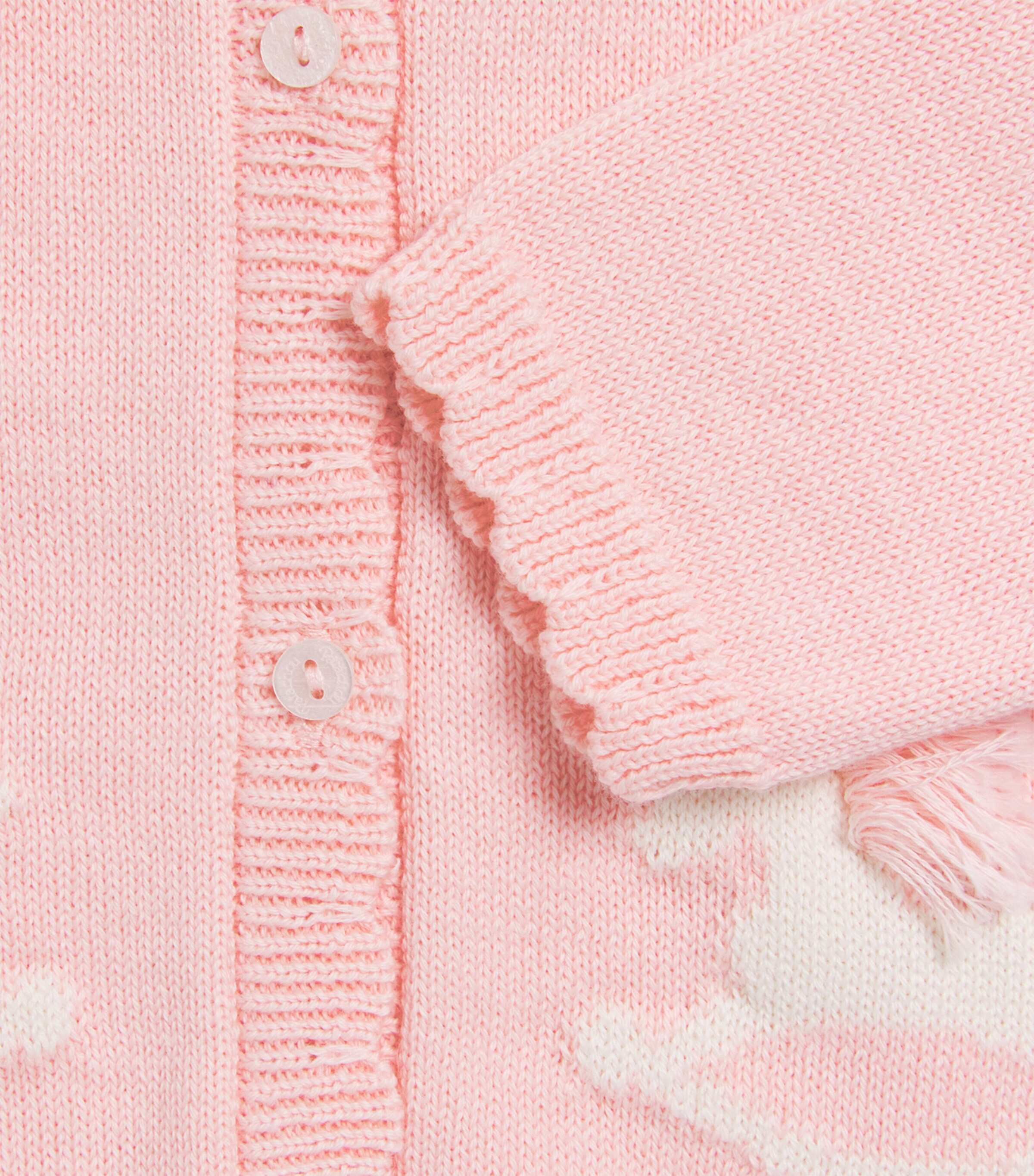 Patachou Cotton Embroidered Cardigan (1-24 Months) Sweet Pink Image 3