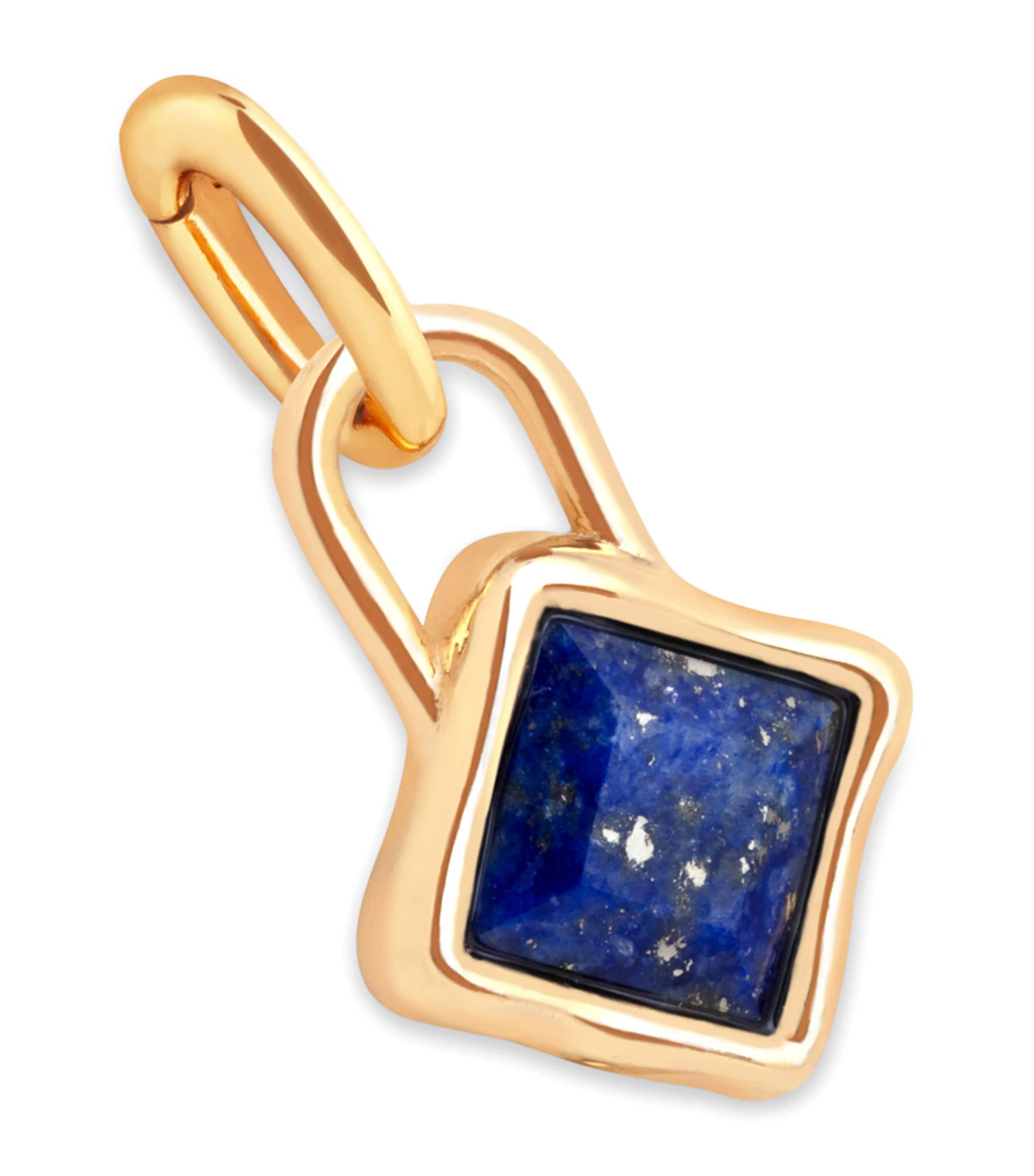 Astrid & Miyu Womens Lapis September Birthstone 18ct Gold-plated Sterling Silver Clip Charm 18ctgoldplatedsilver In Gold