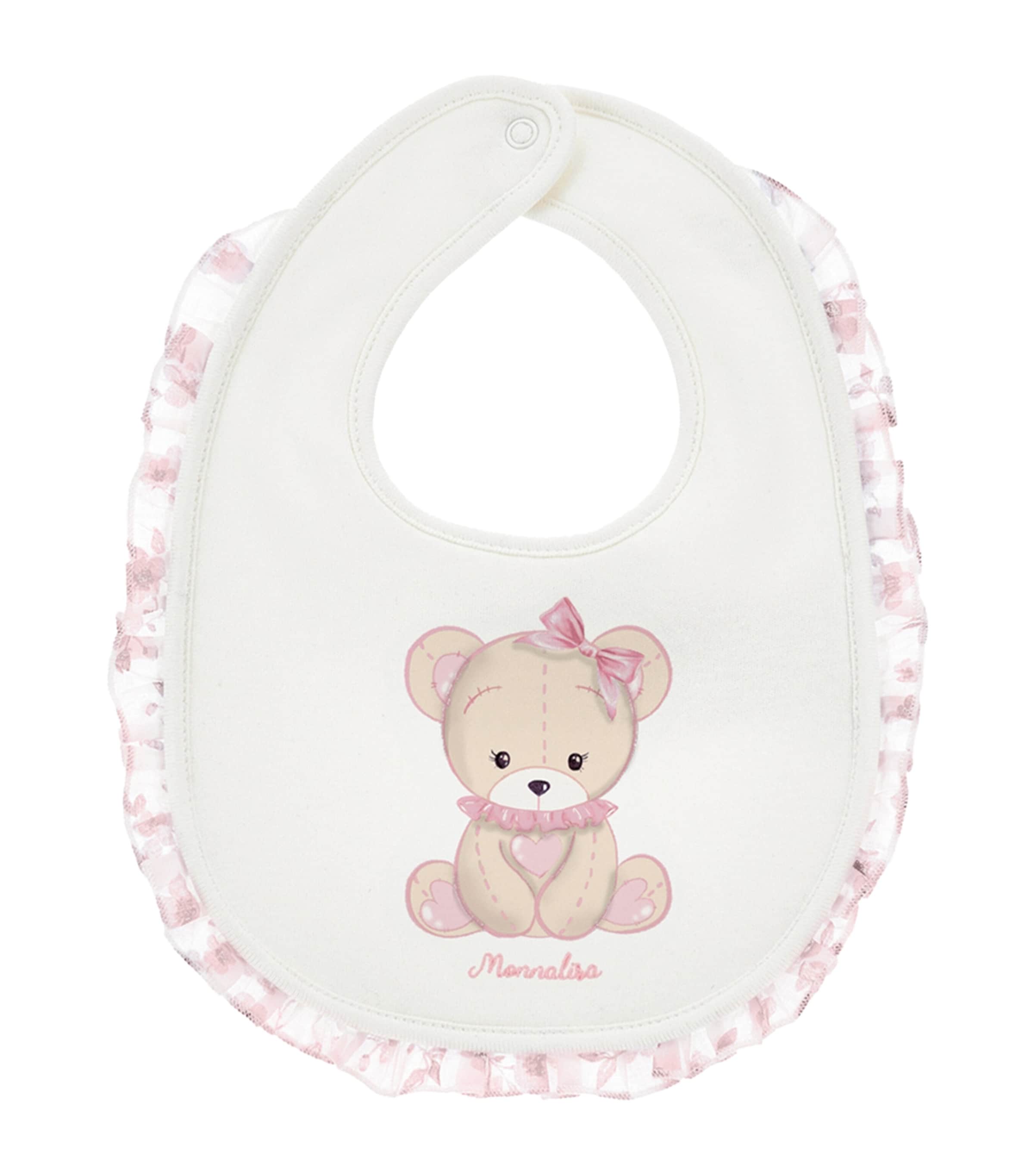 Cotton Teddy Bear Bib PANNA+ROSA ANTICO Image 1