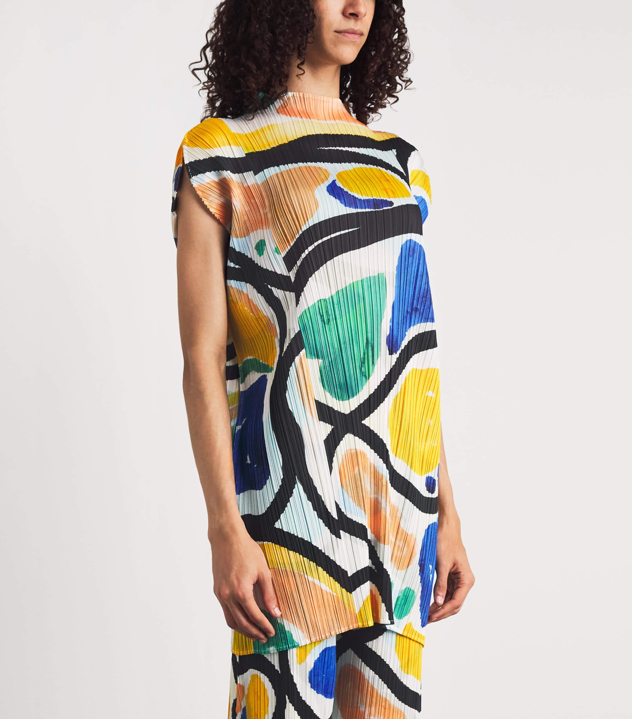 Pleats Please Issey Miyake Womens Printed Roll Tunic Mini Dress Image 4