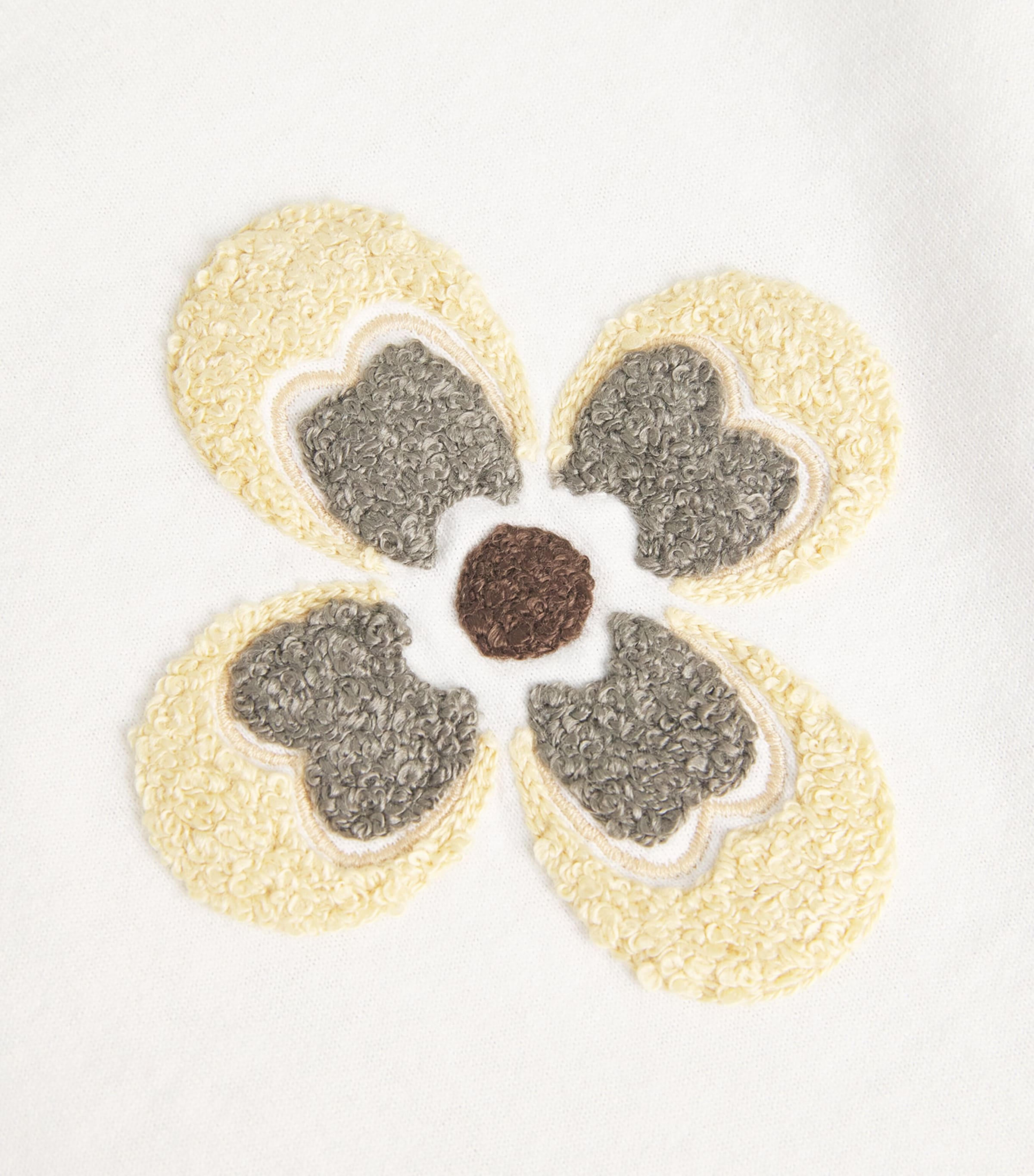 Cotton Floral Embroidery T-Shirt WHITE Image 5