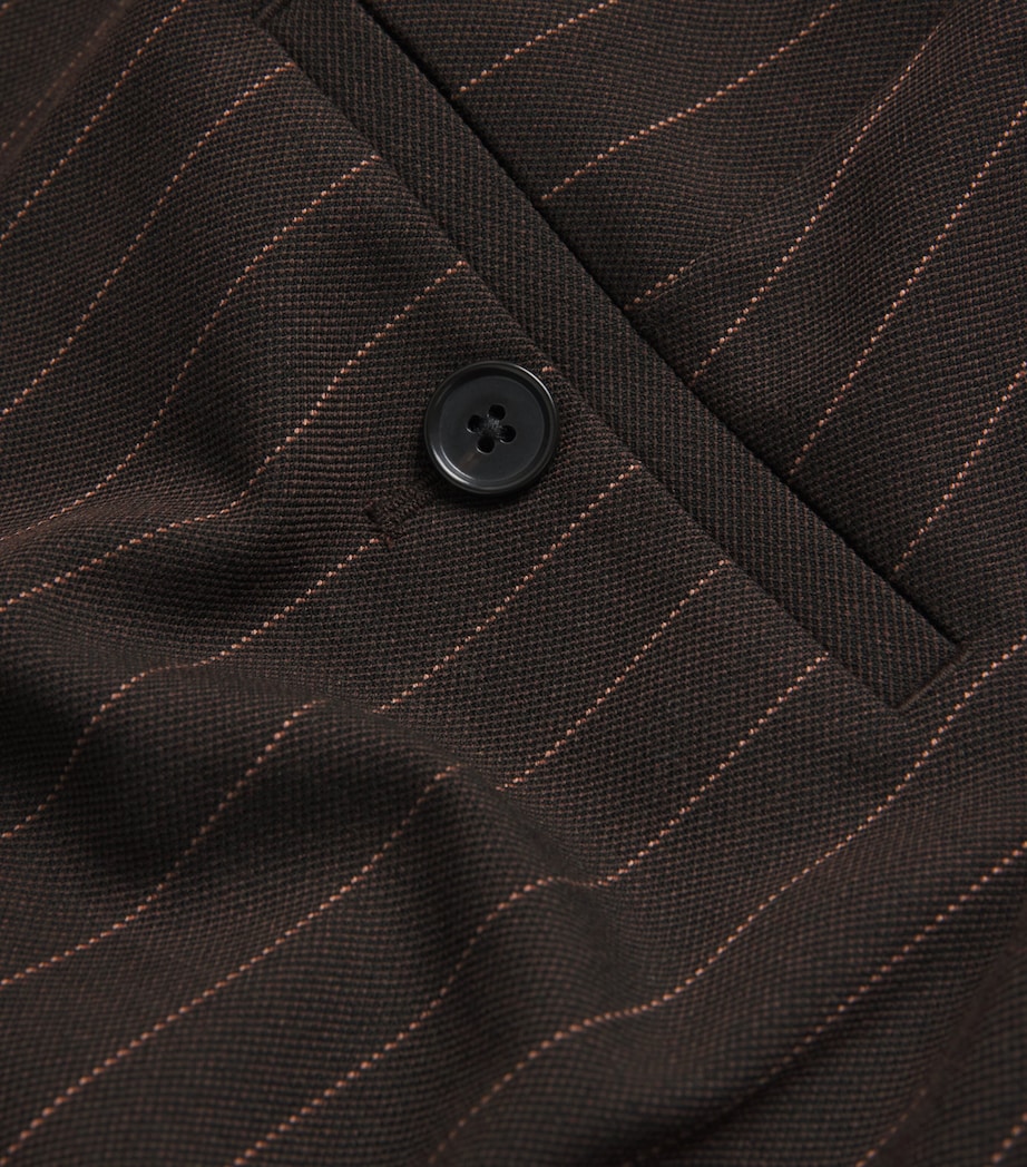 Pinstripe Cropped Slim Trousers CHOCOLATE / CARAMEL Image 5