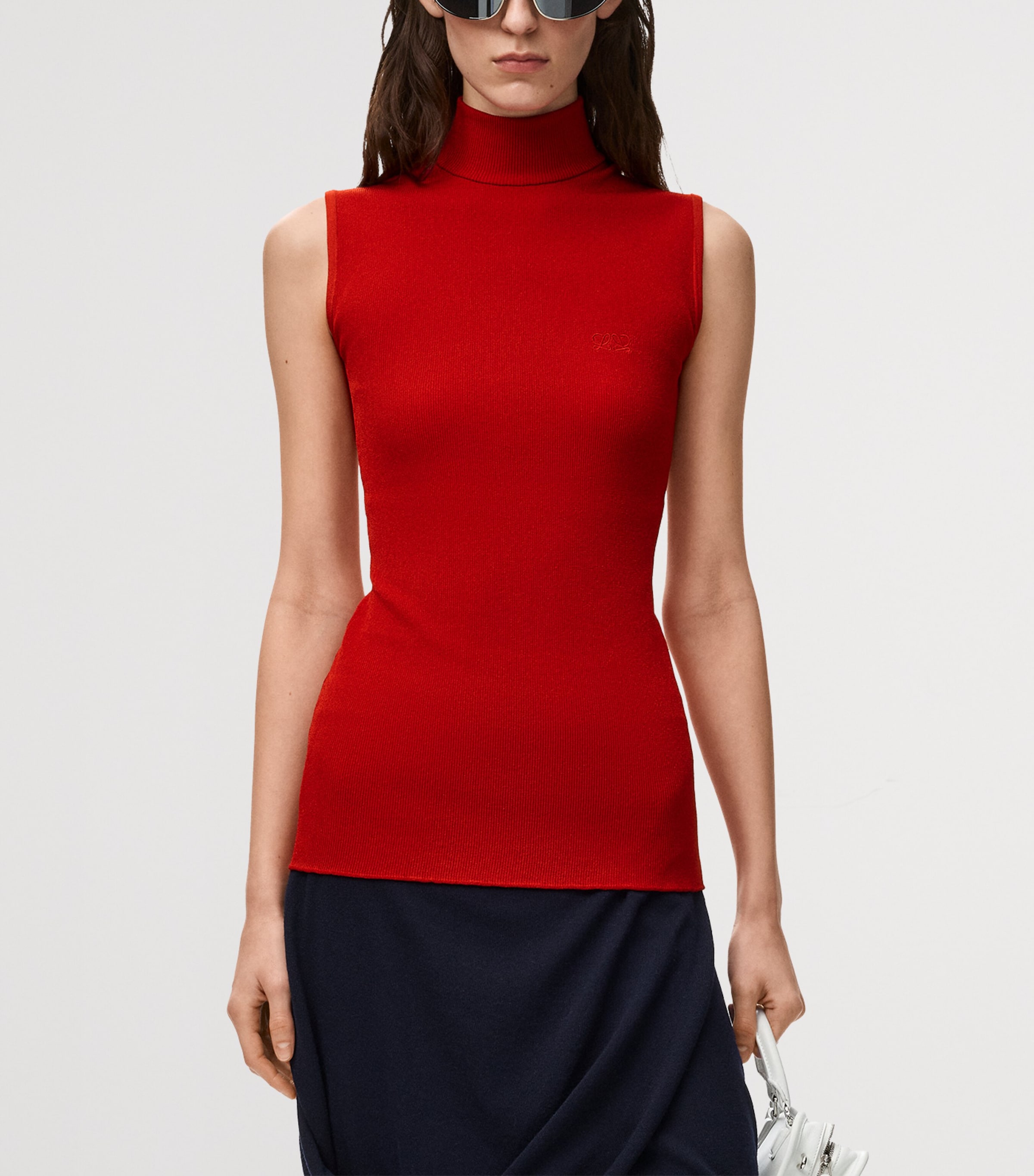 LOEWE Womens Sleeveless Rollneck Top Red Image 3