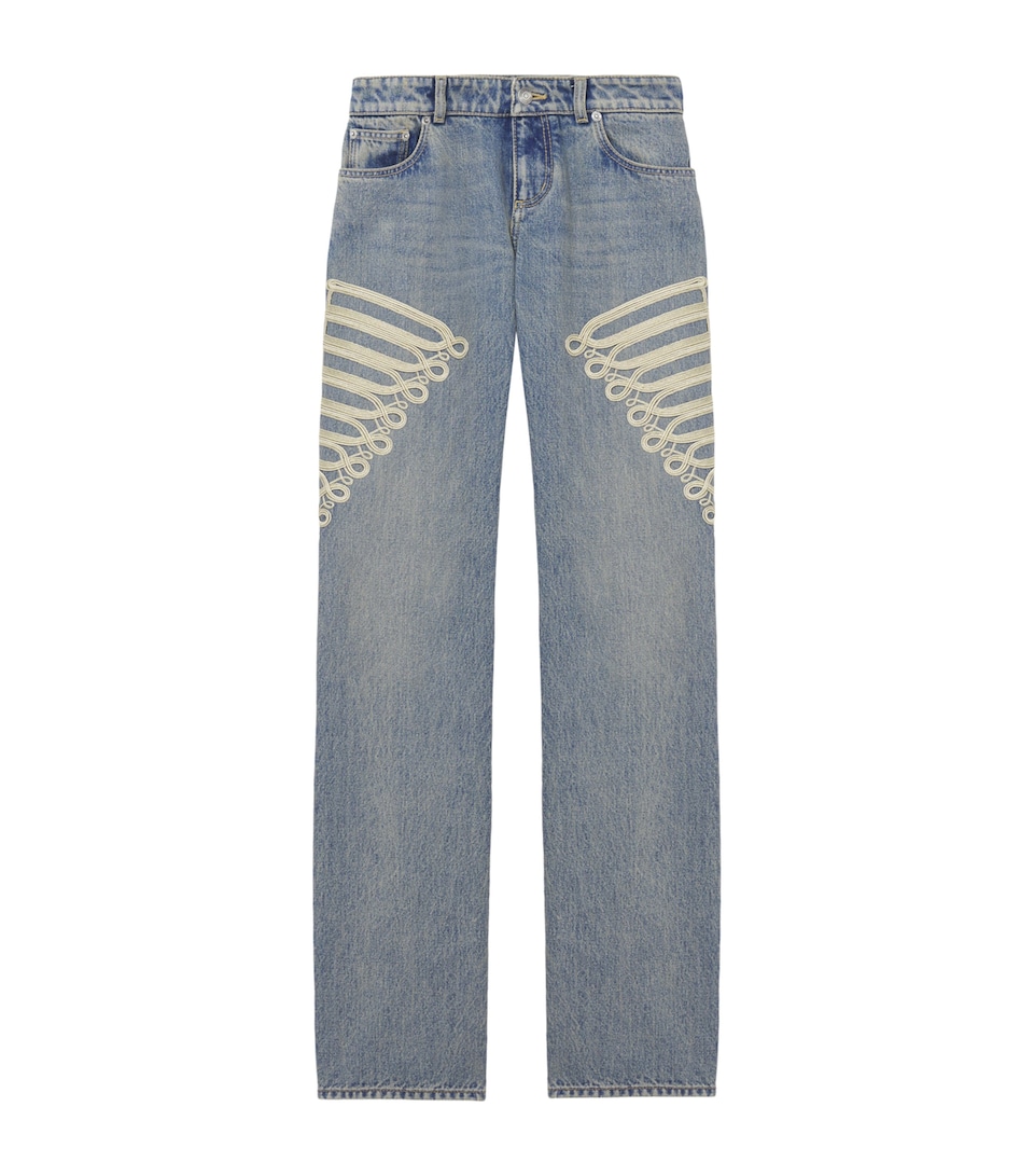 McQueen Metallic-Frogging Straight Jeans