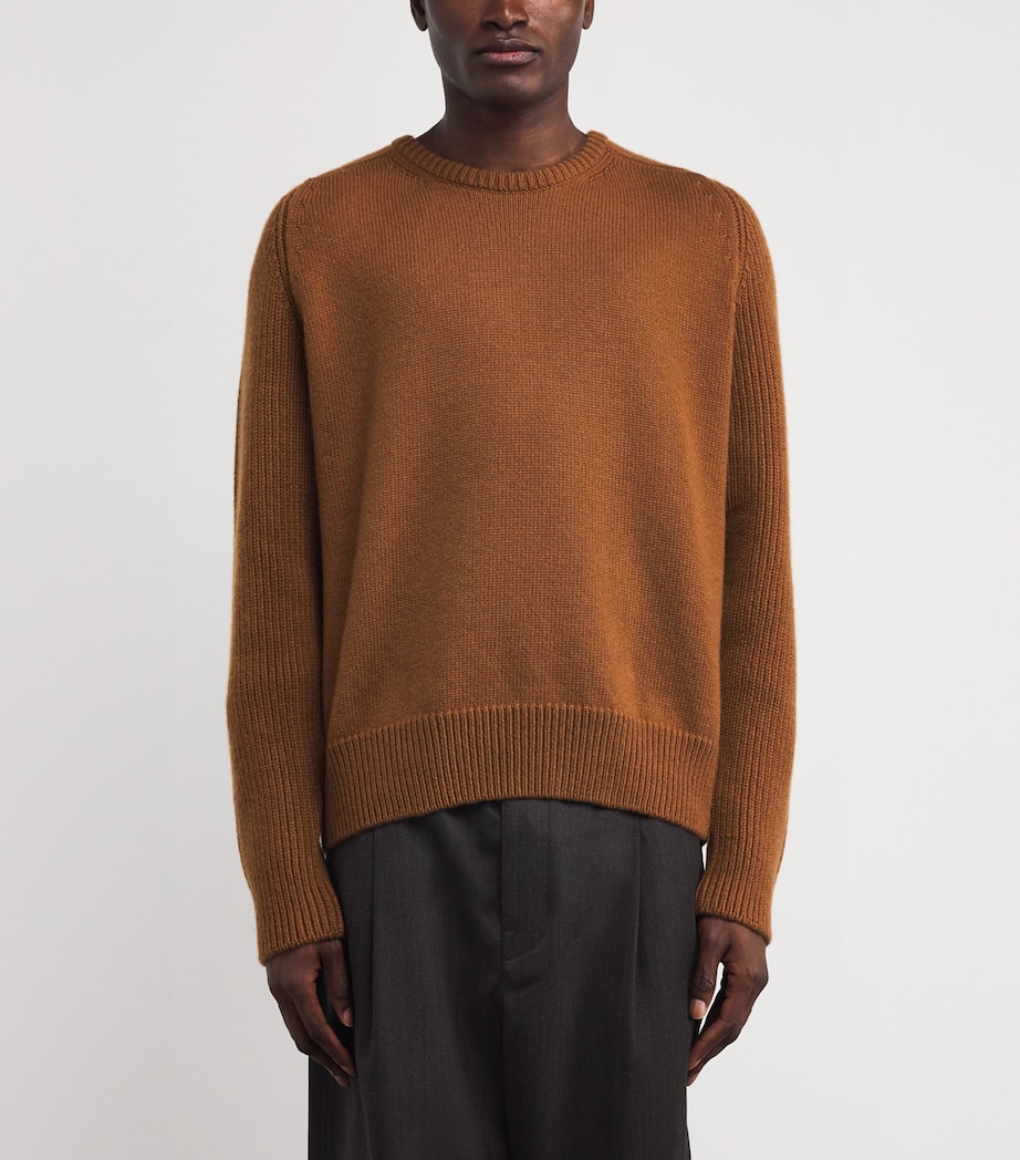 Cashmere Ribbed-Sleeve Sweater SB4620 DARK CAMEL Image 3