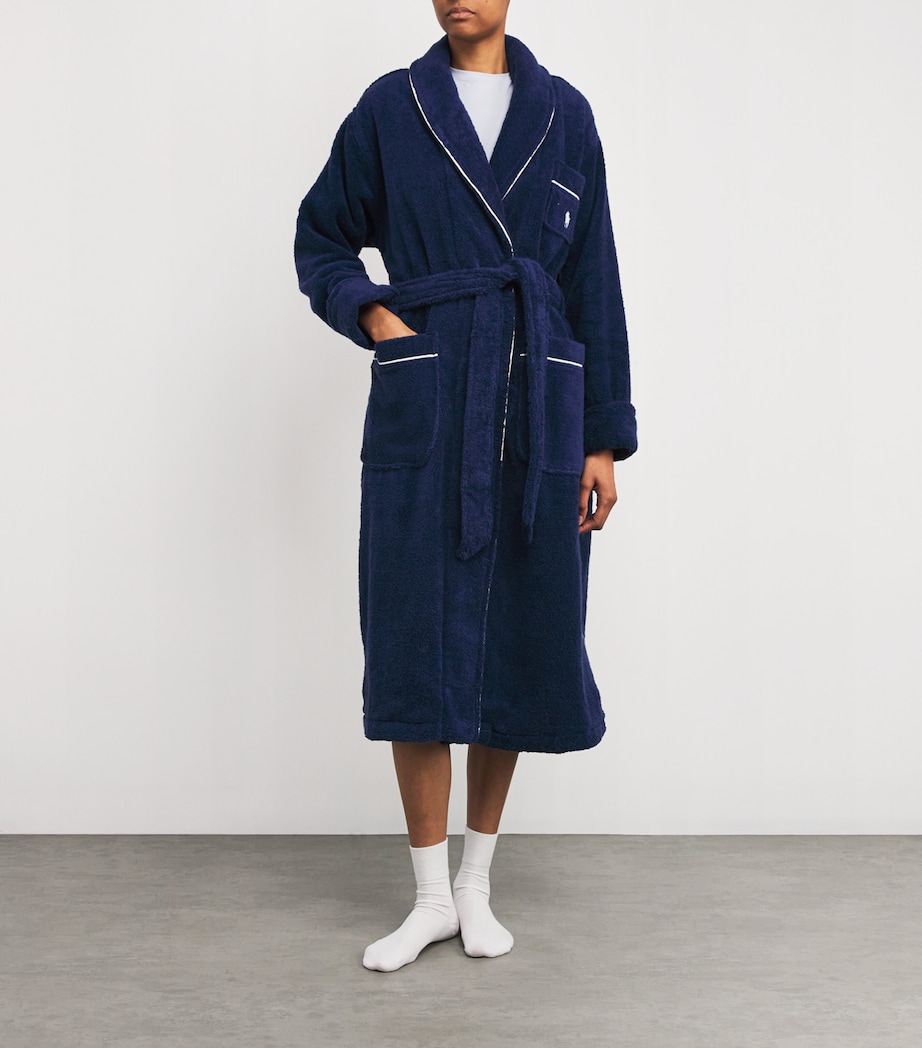 Towelling Polo Pony Robe (Small/Medium) 815 NAVY Image 3