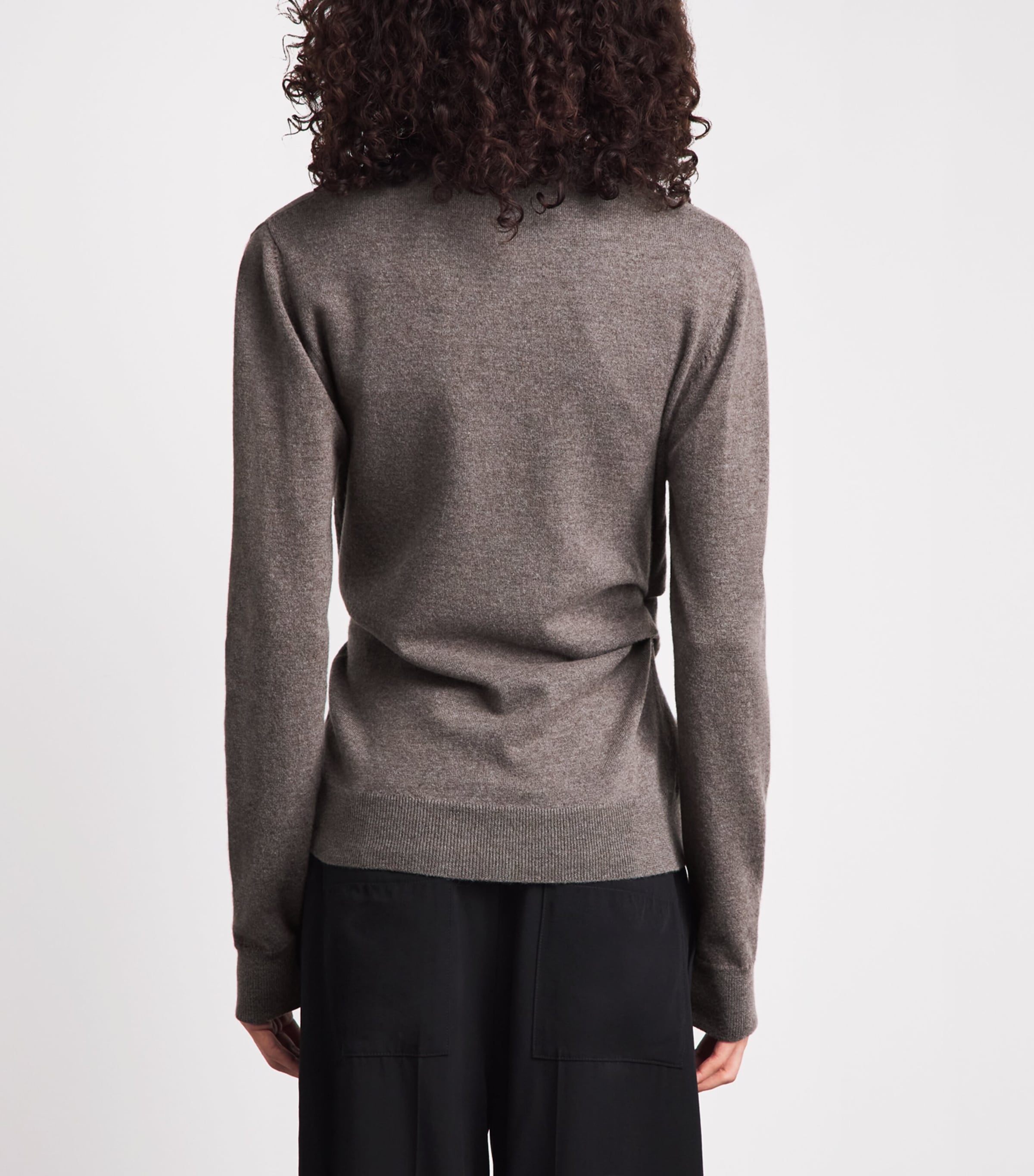 Róhe Womens Stretch-Wool Twisted Cardigan Mud Image 5