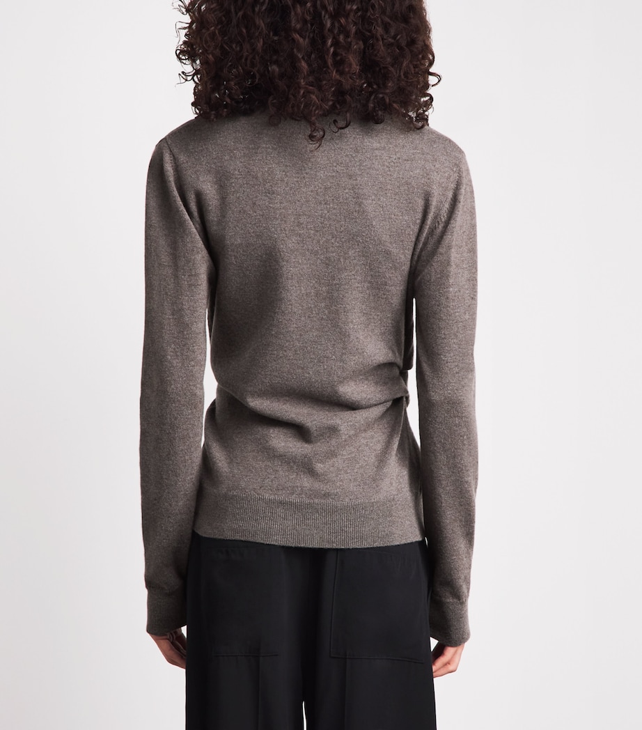 Róhe Womens Stretch-Wool Twisted Cardigan Mud Image 5