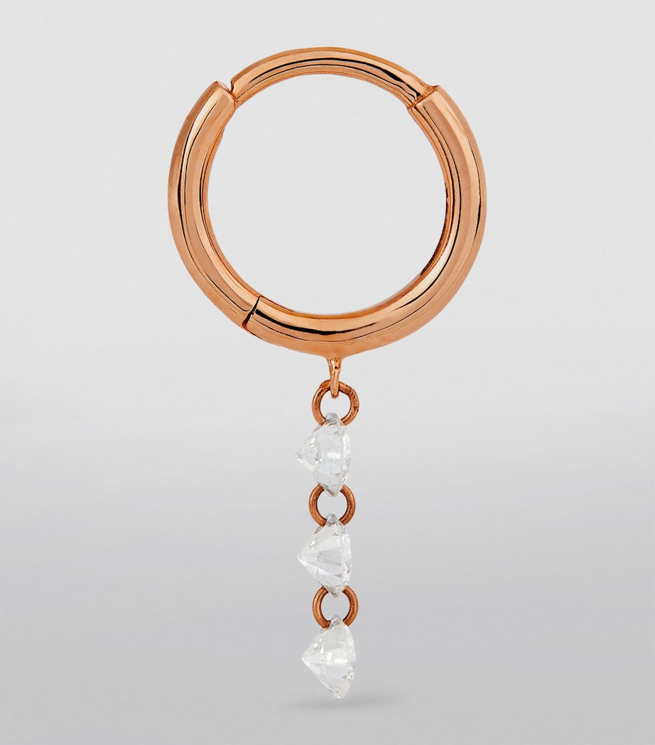 Rose Gold and Diamond 3-Stone Single Hoop Earring ROSE GOLD Image 3