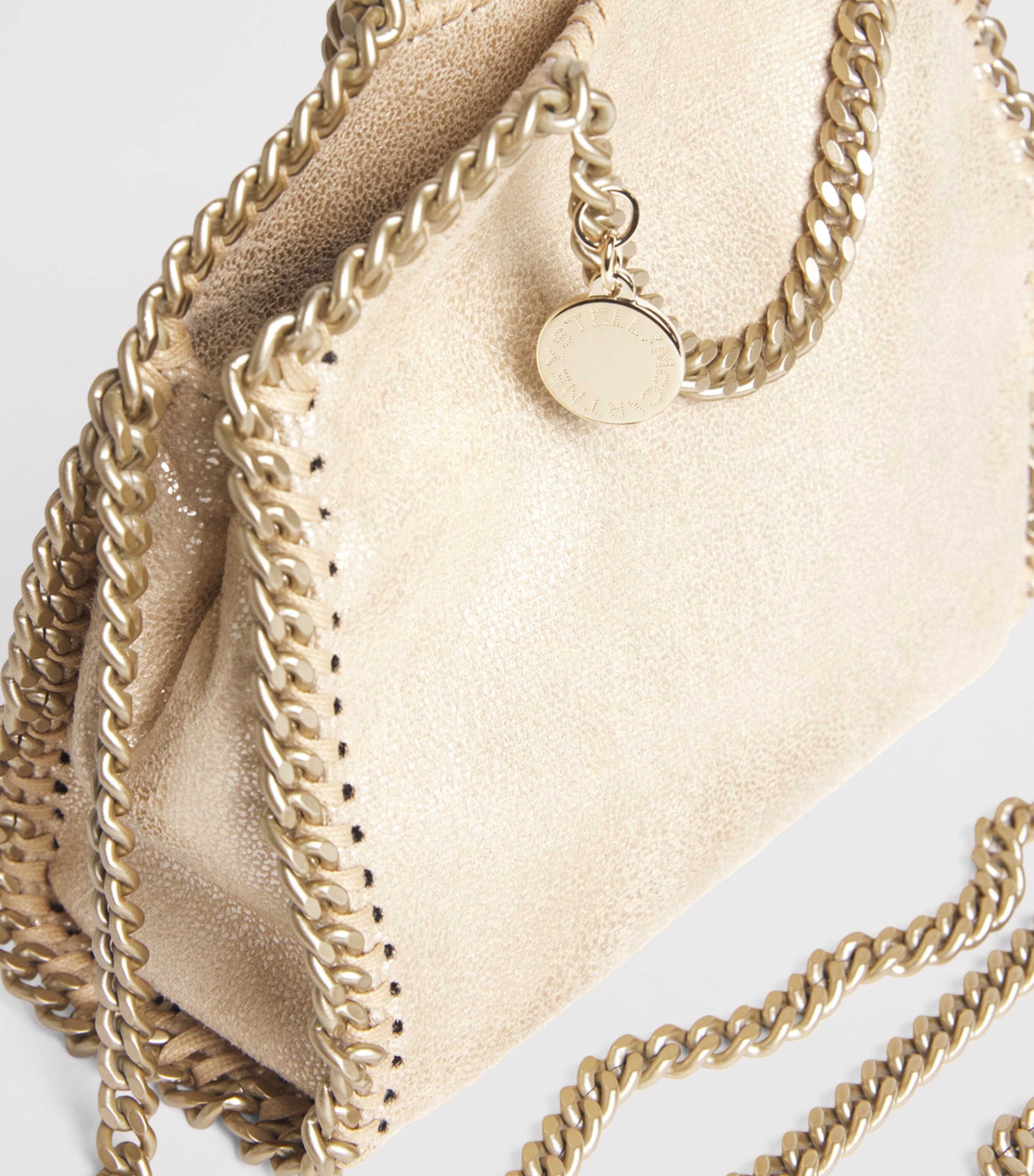 Tiny Faux Leather Falabella Tote Bag T701 GOLD Image 6