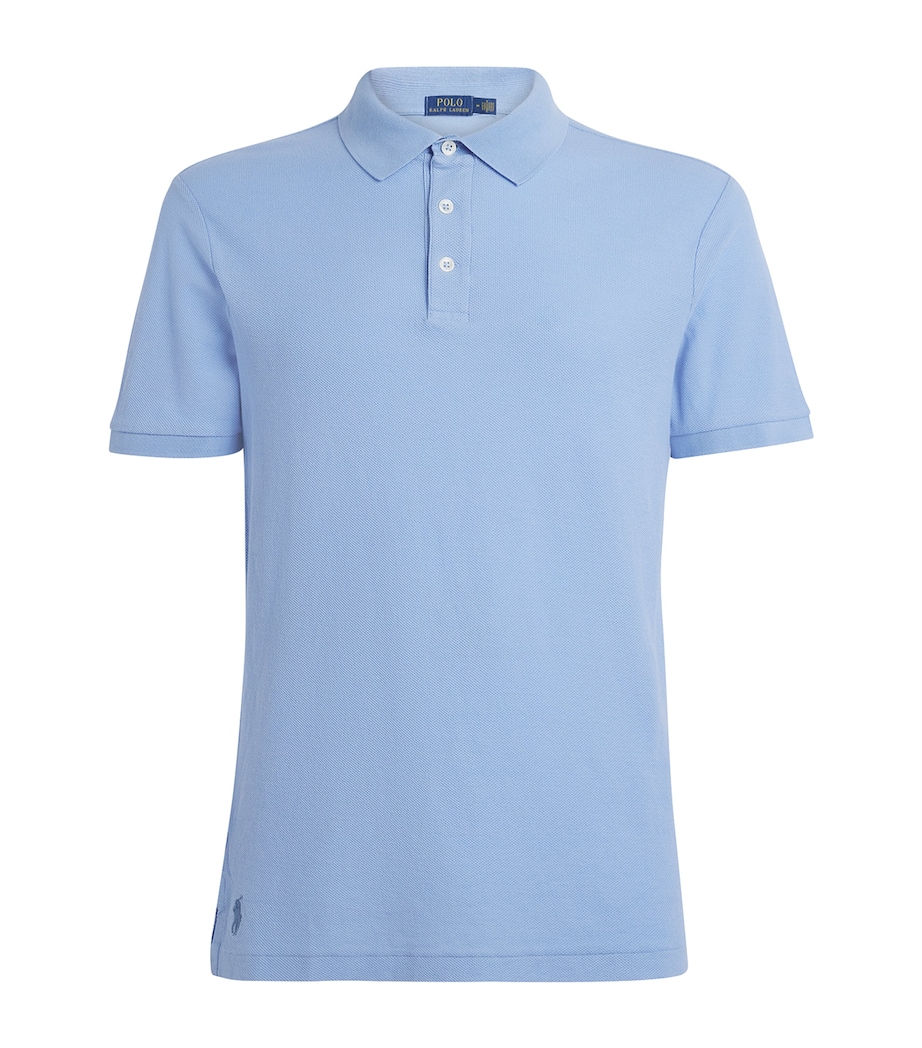 Cotton Mesh Honeycomb Polo Shirt BLUE Image 1