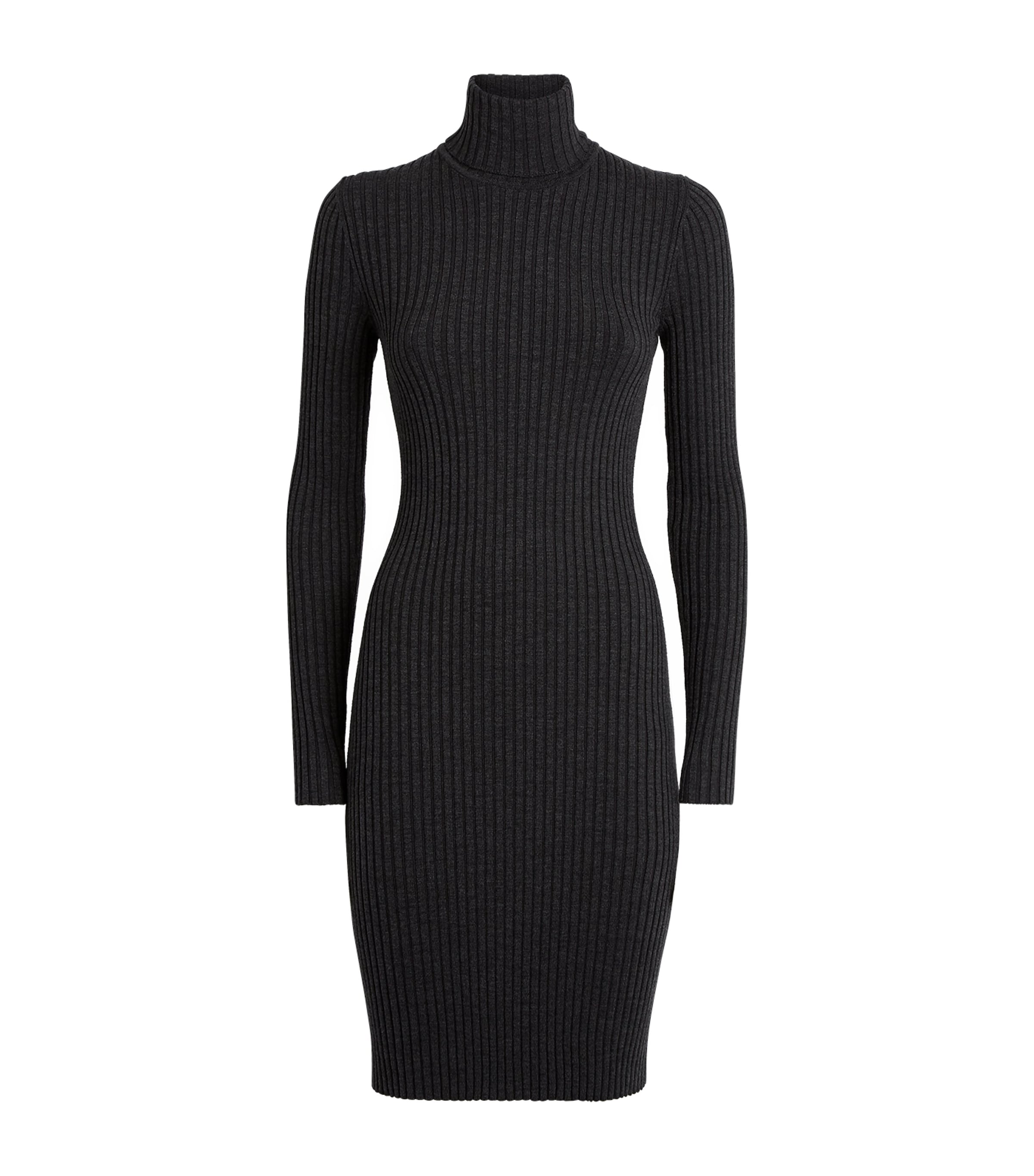 Shop Wolford Wool-cotton Ribbed Dress In Grey
