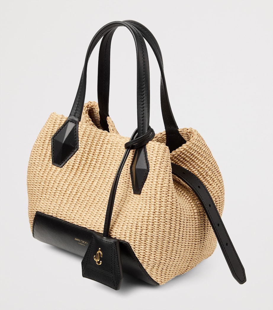 Small Diamond Raffia Tote Bag NATURAL/BLACK/GOLD Image 2