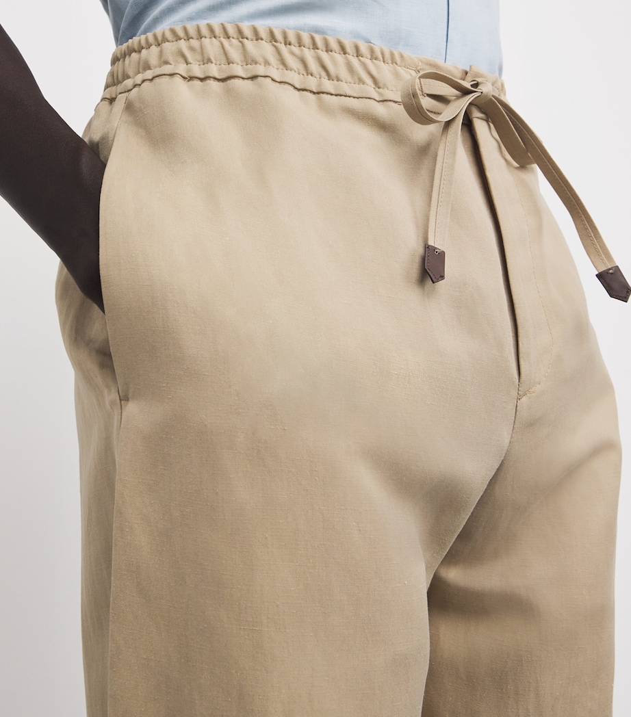 Linen-Silk Drawstring Trousers 708-BEIGE Image 6