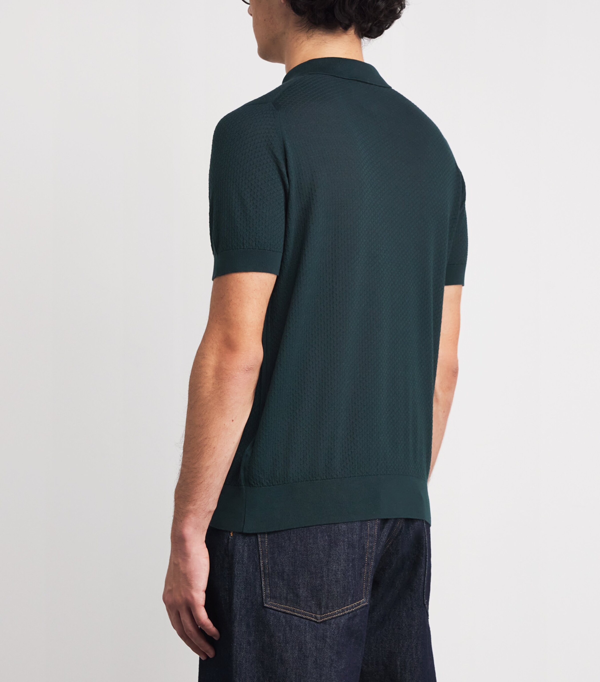 Sea Island Cotton Textured Calun Polo Shirt RAINFOREST Image 4