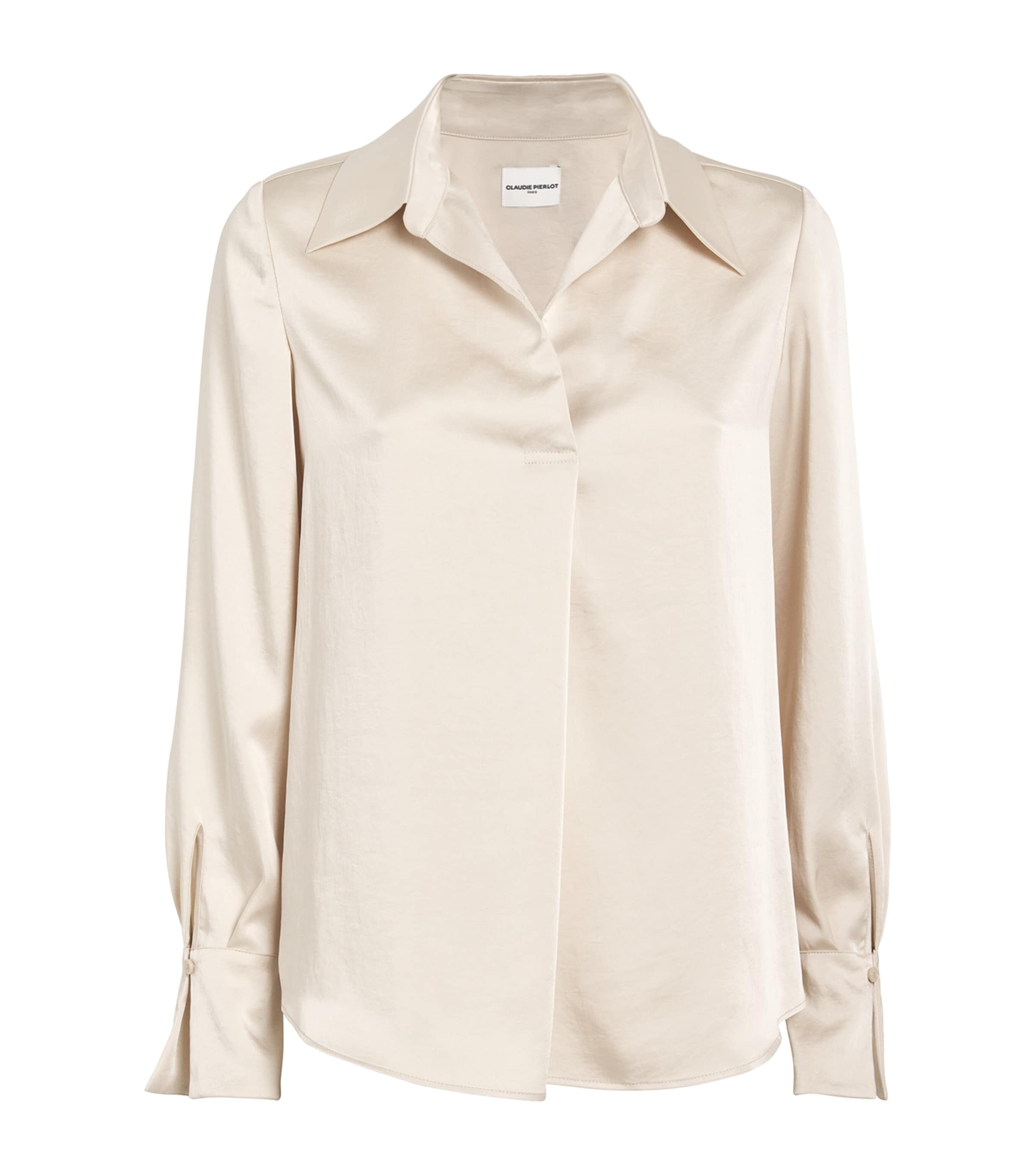 Shop Claudie Pierlot Satin Shirt In Brown