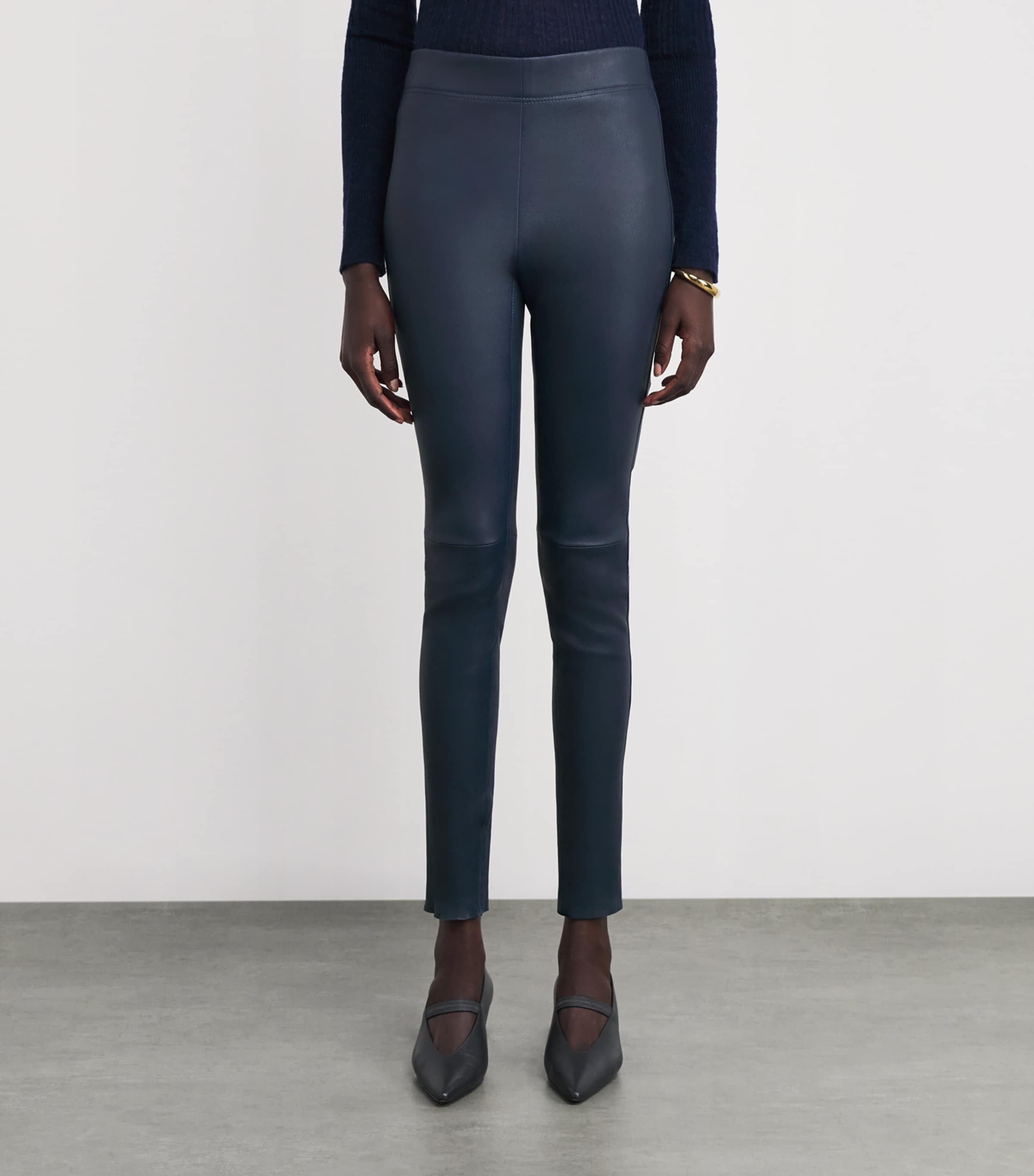 Stretch-Leather Leggings INDIGO Image 3