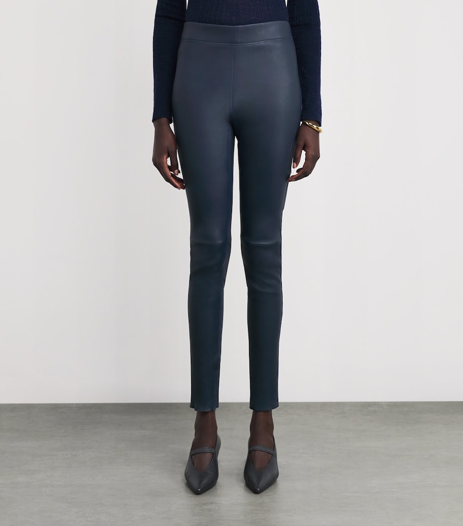 Stretch-Leather Leggings INDIGO Image 3