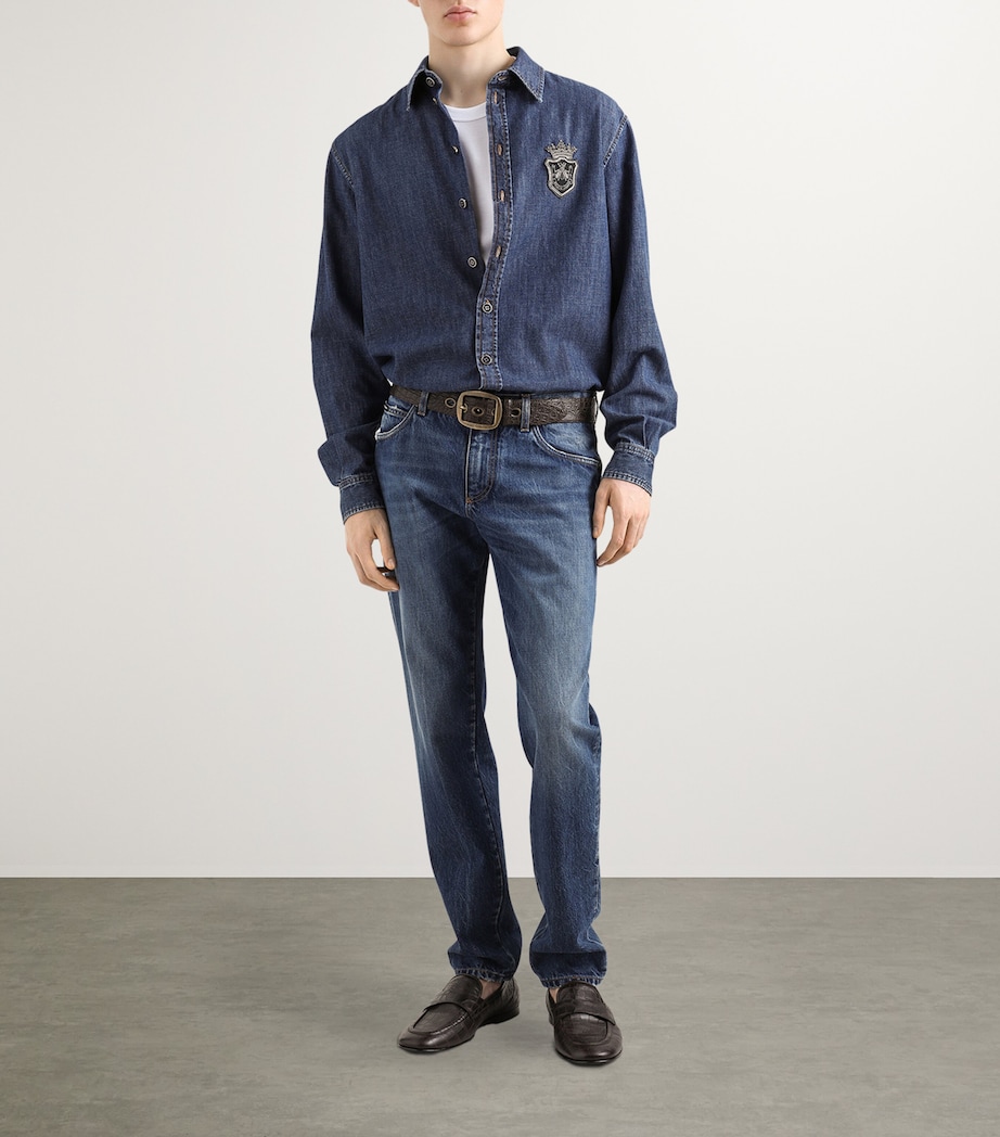 Denim Embroidered Crest Shirt S9001-COMBINED Image 2