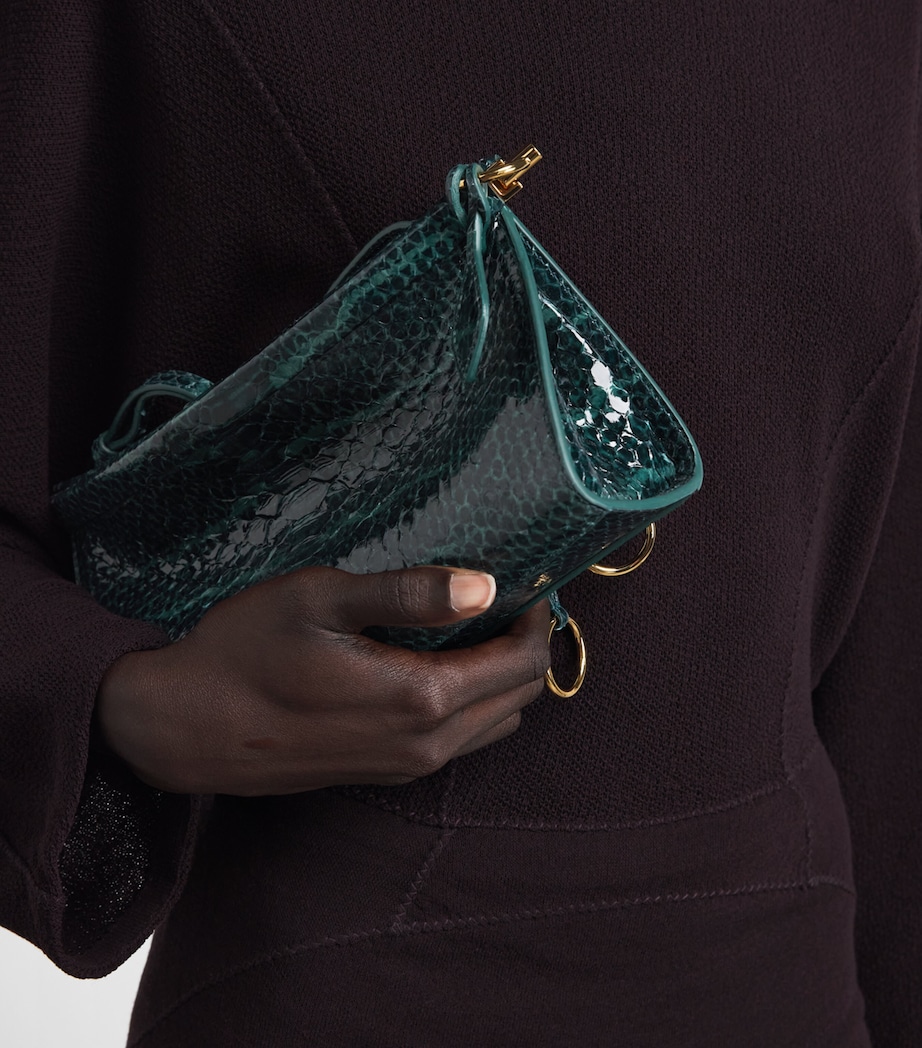 Alaïa Small Snakeskin Le Click East West Shoulder Bag Bleu Paon Image 4