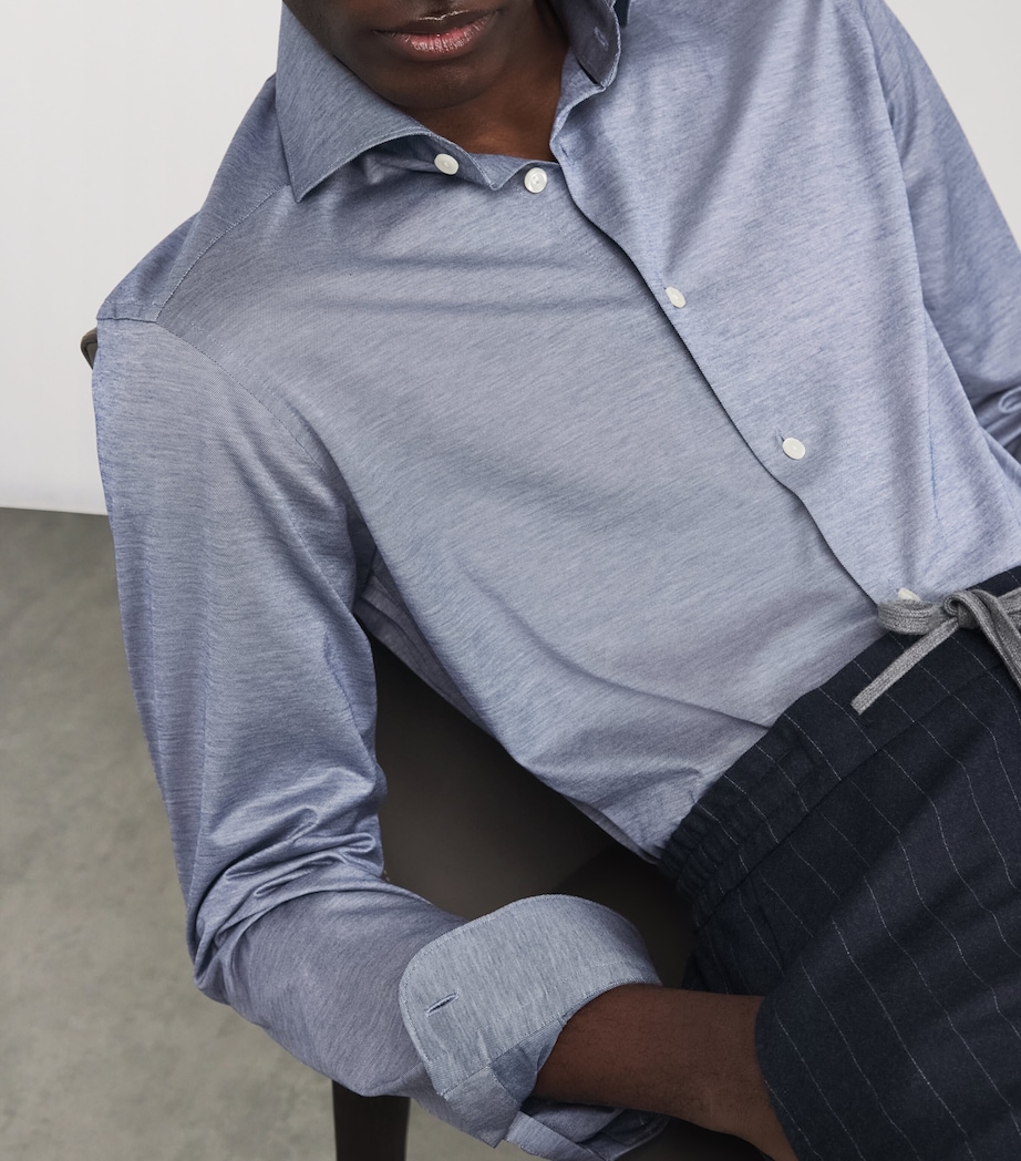 Cotton Filo di Scozia Contemporary Fit Shirt DARK BLUE Image 6