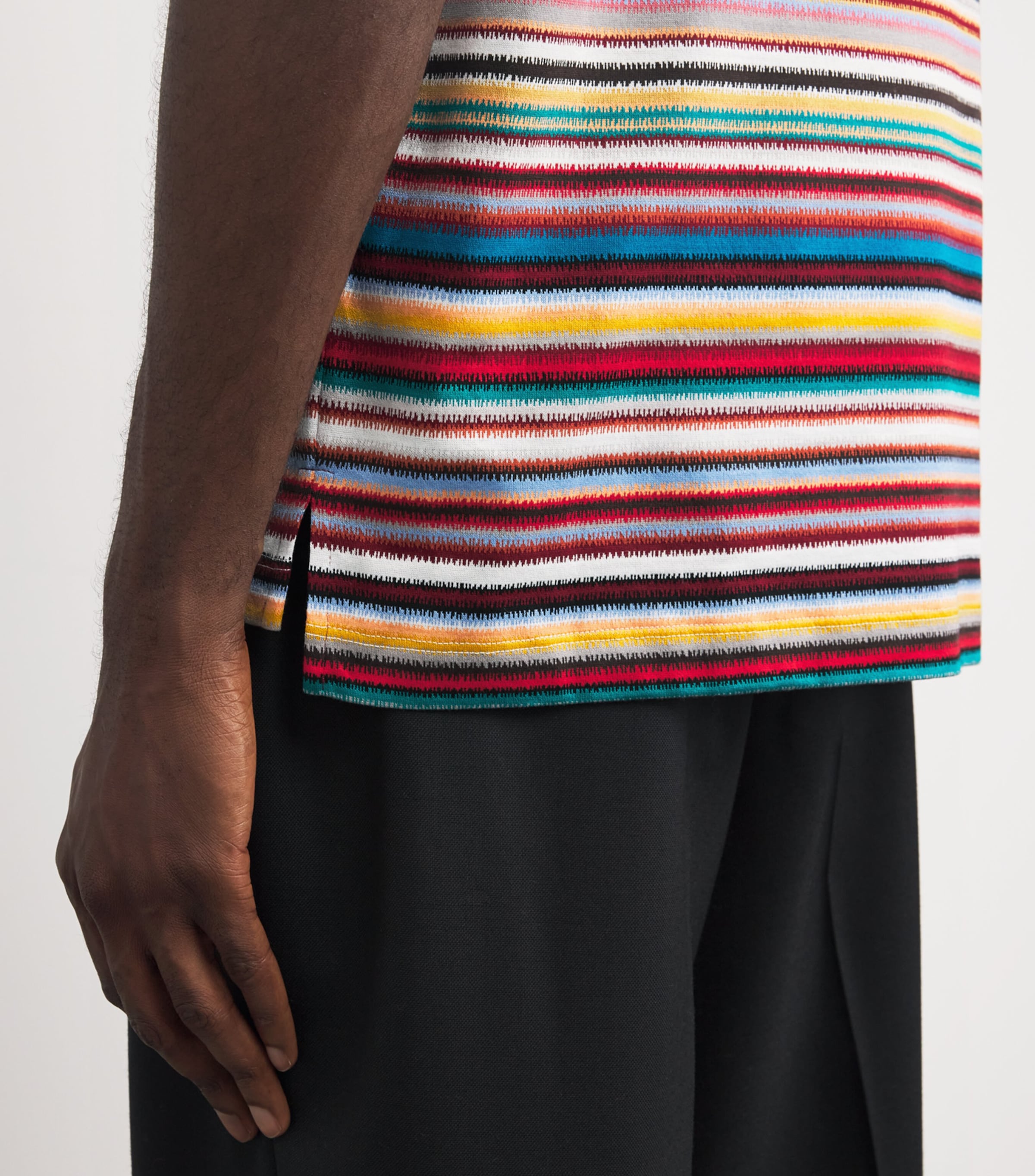 Cotton Noisy Stripe Polo Shirt 92_MULTI COLOURED Image 6