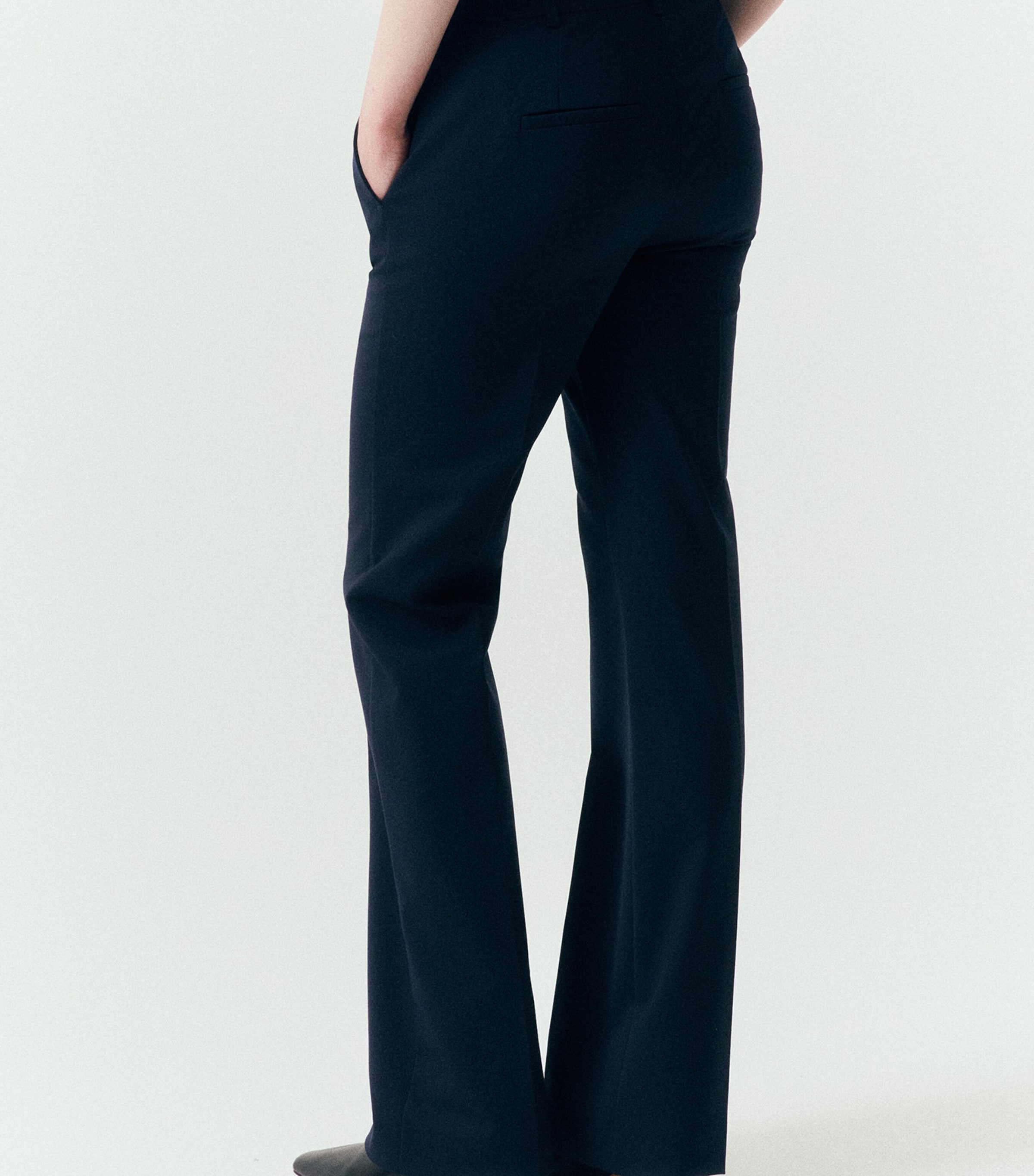 Marella Womens Ruffle-Trim Flared Trousers Navy Image 3