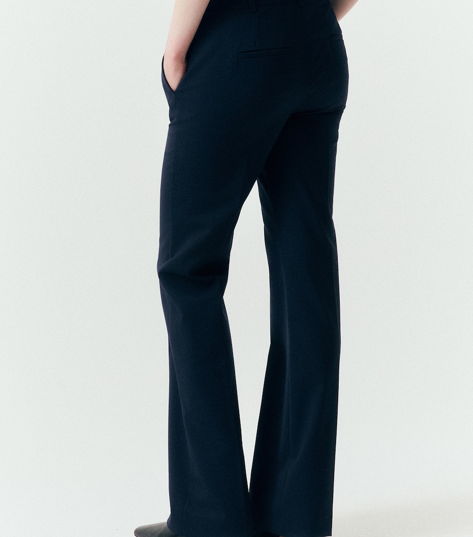 Marella Womens Ruffle-Trim Flared Trousers Navy Image 3